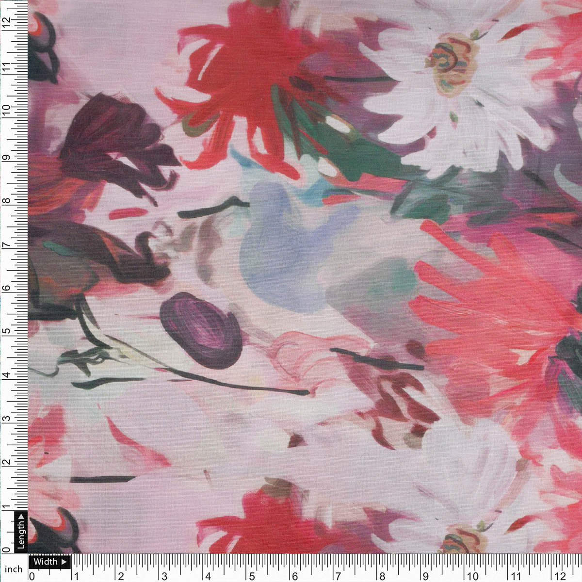 Linen Satin Floral Printed Fabric
