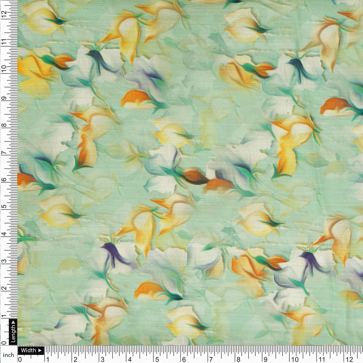 Linen Satin Floral Printed Fabric