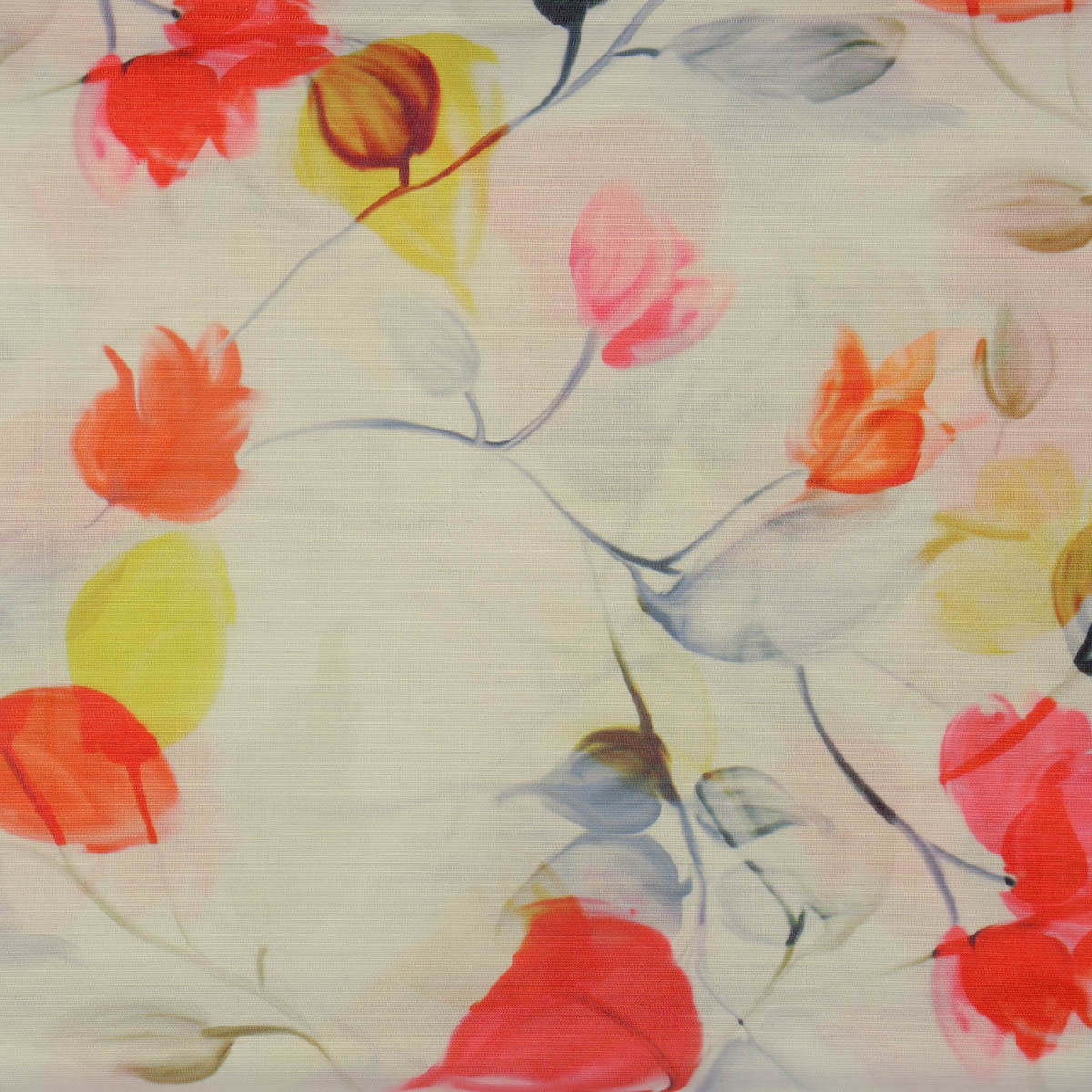 Linen Satin Floral Print Fabric