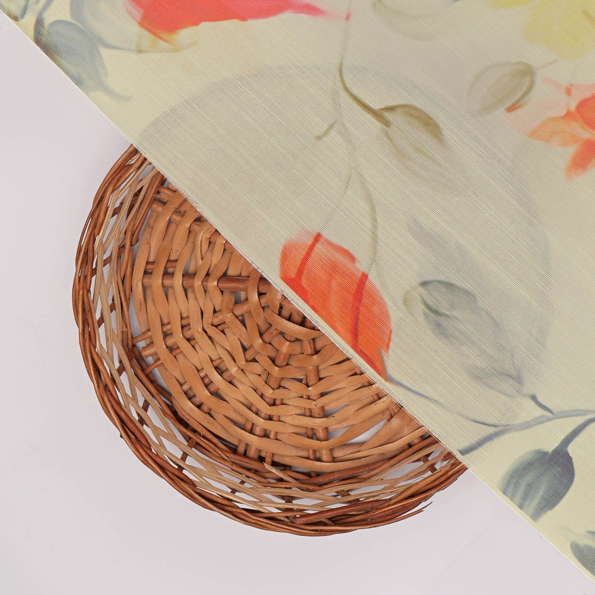 Linen Satin Floral Print Fabric