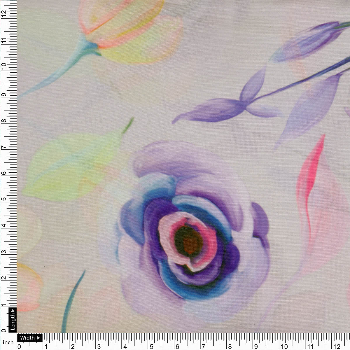 Linen Satin Floral Printed Fabric