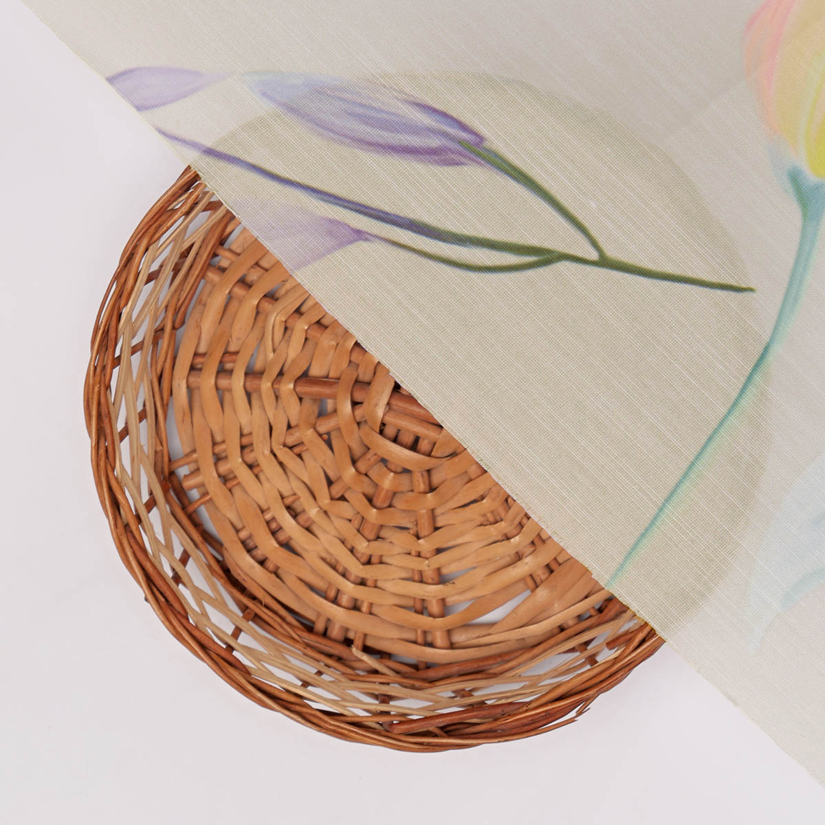 Linen Satin Floral Printed Fabric