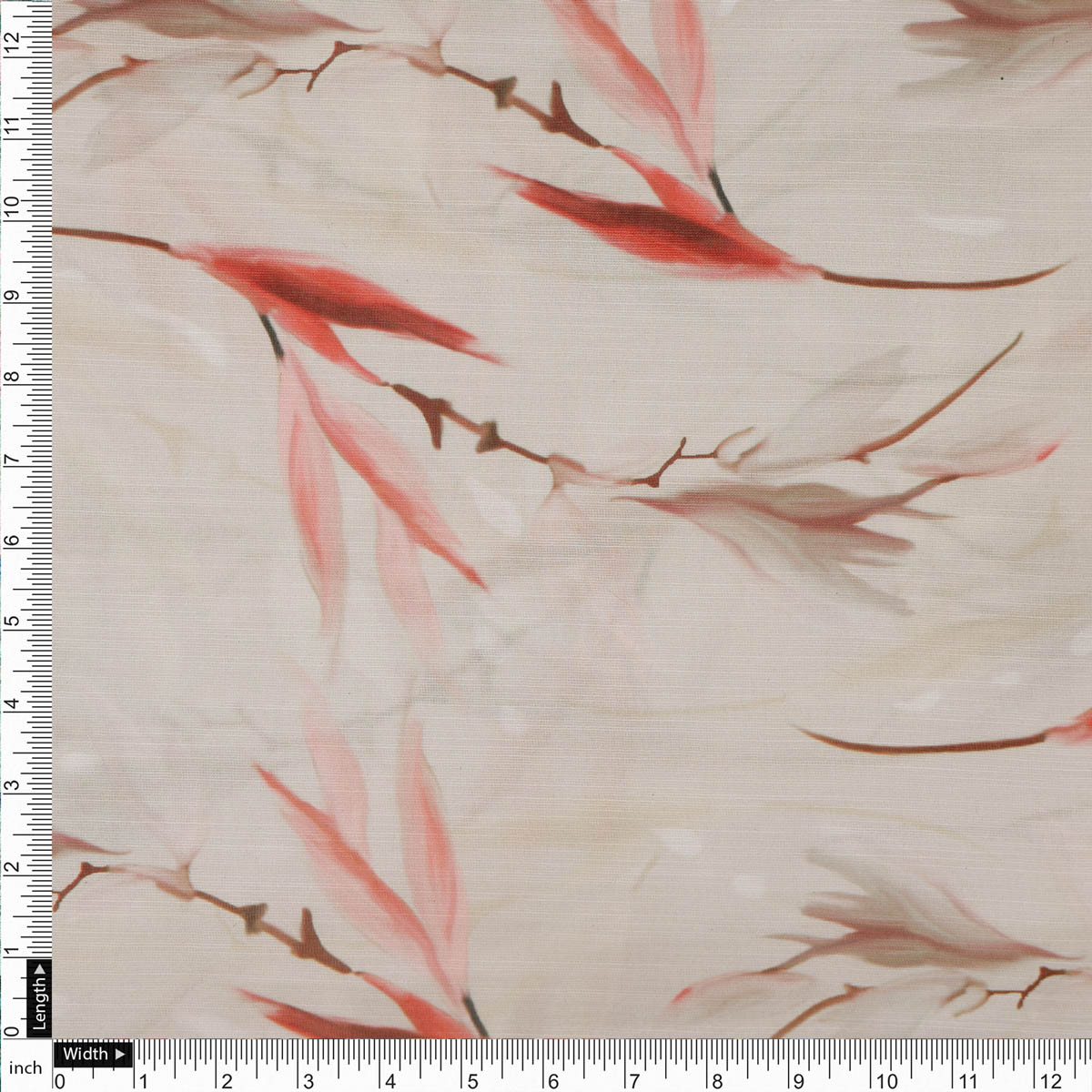 Linen Satin Floral Printed Fabric