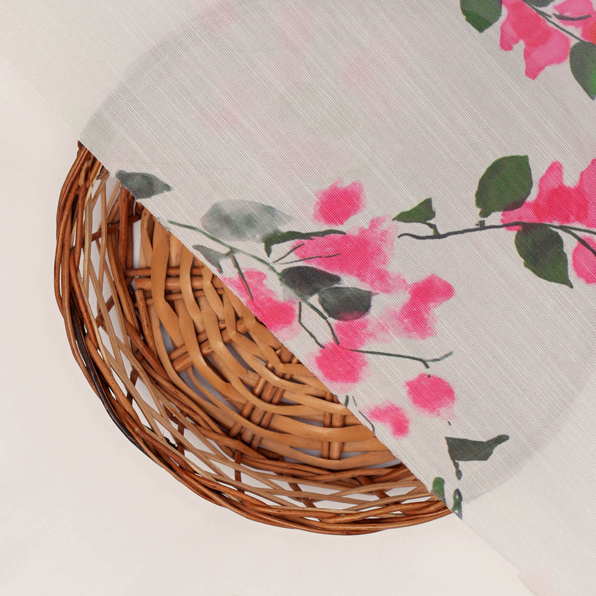 Linen Satin Floral Printed Fabric