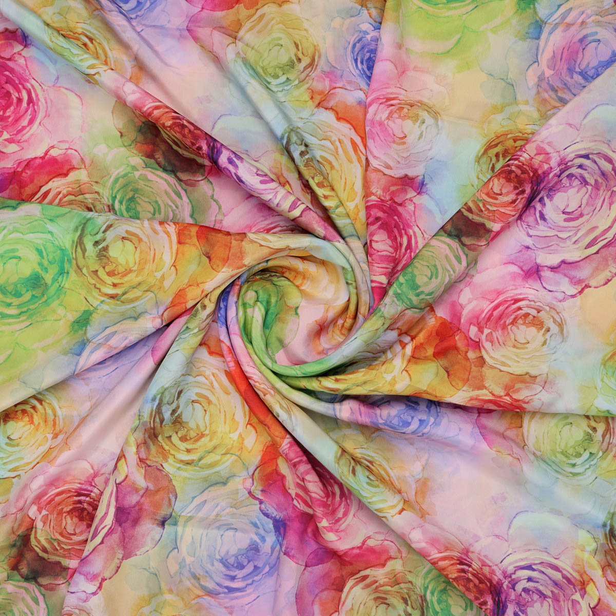 Watercolor Floral Crepe Fabric