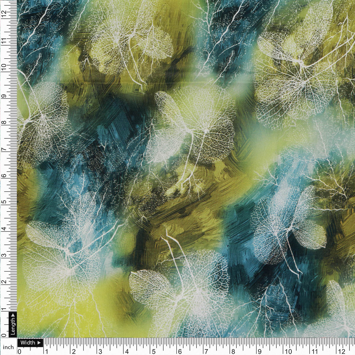 Green Leaf Printed French Crepe Fabric