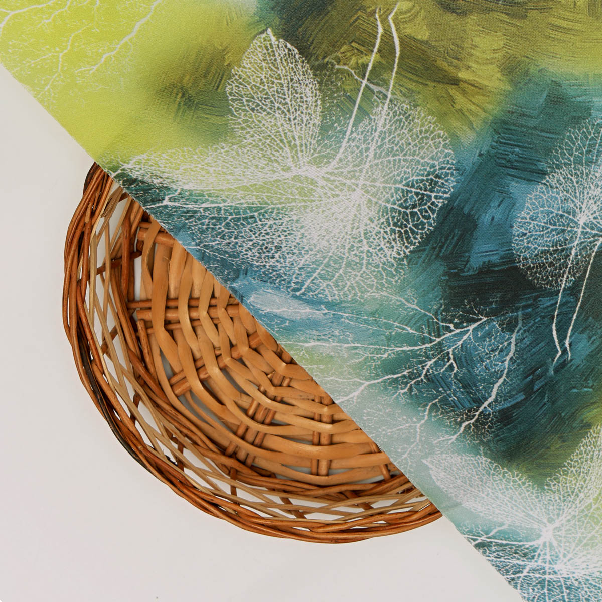 Green Leaf Printed French Crepe Fabric