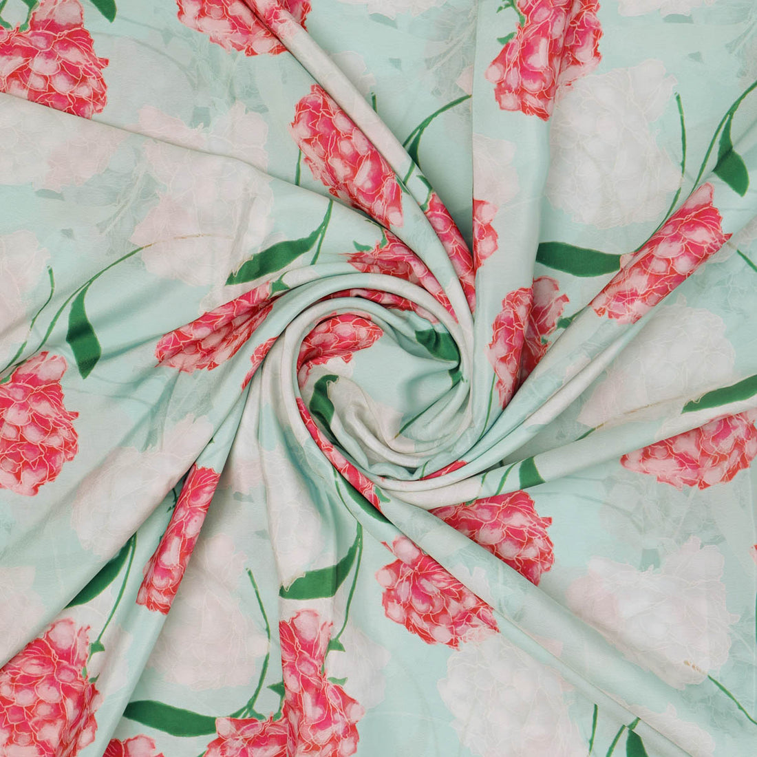 Peach Floral Crepe Fabric
