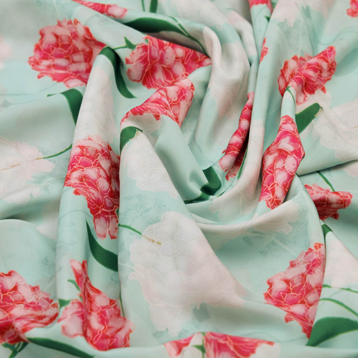Peach Floral Crepe Fabric