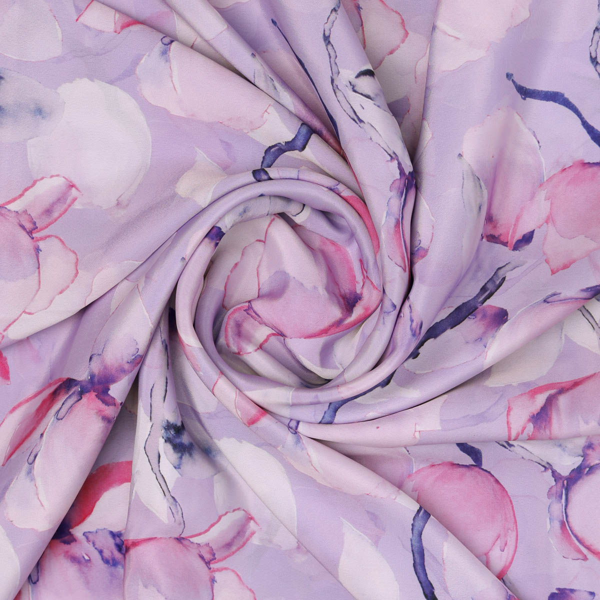 Purple Floral French Crepe Fabric