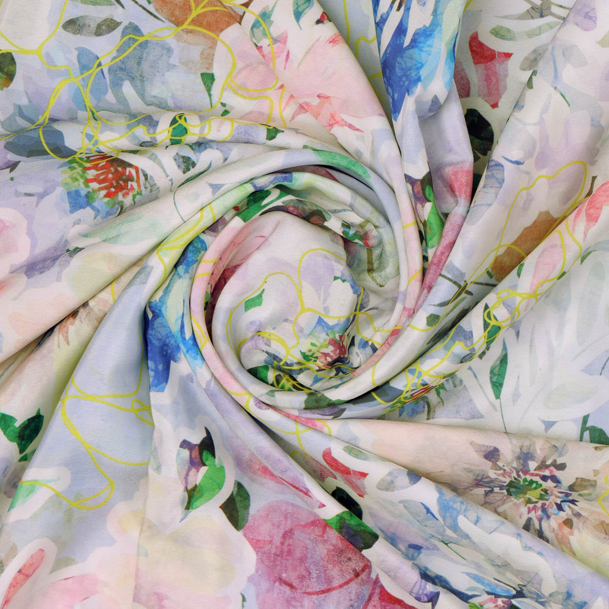 Floral Digital Printed White Fabric