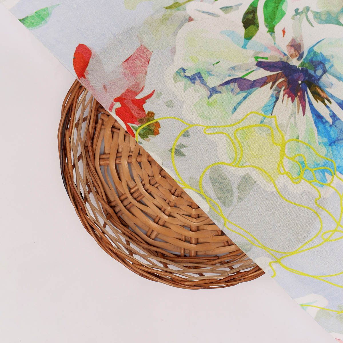 Floral Digital Printed White Fabric