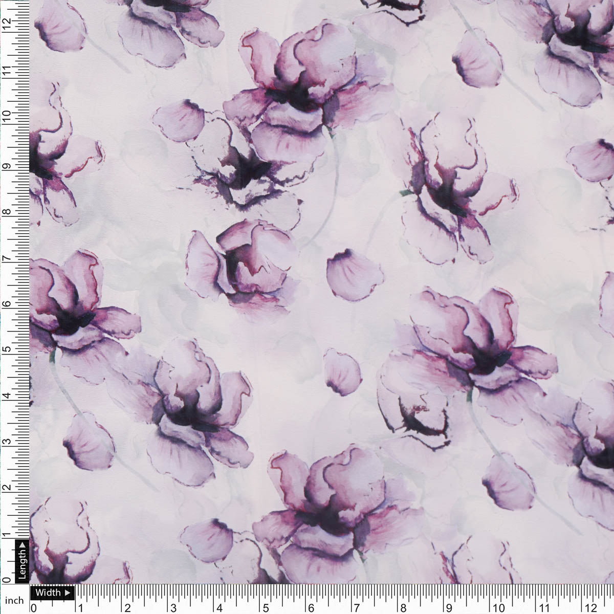 Purple Watercolor Floral French Crepe