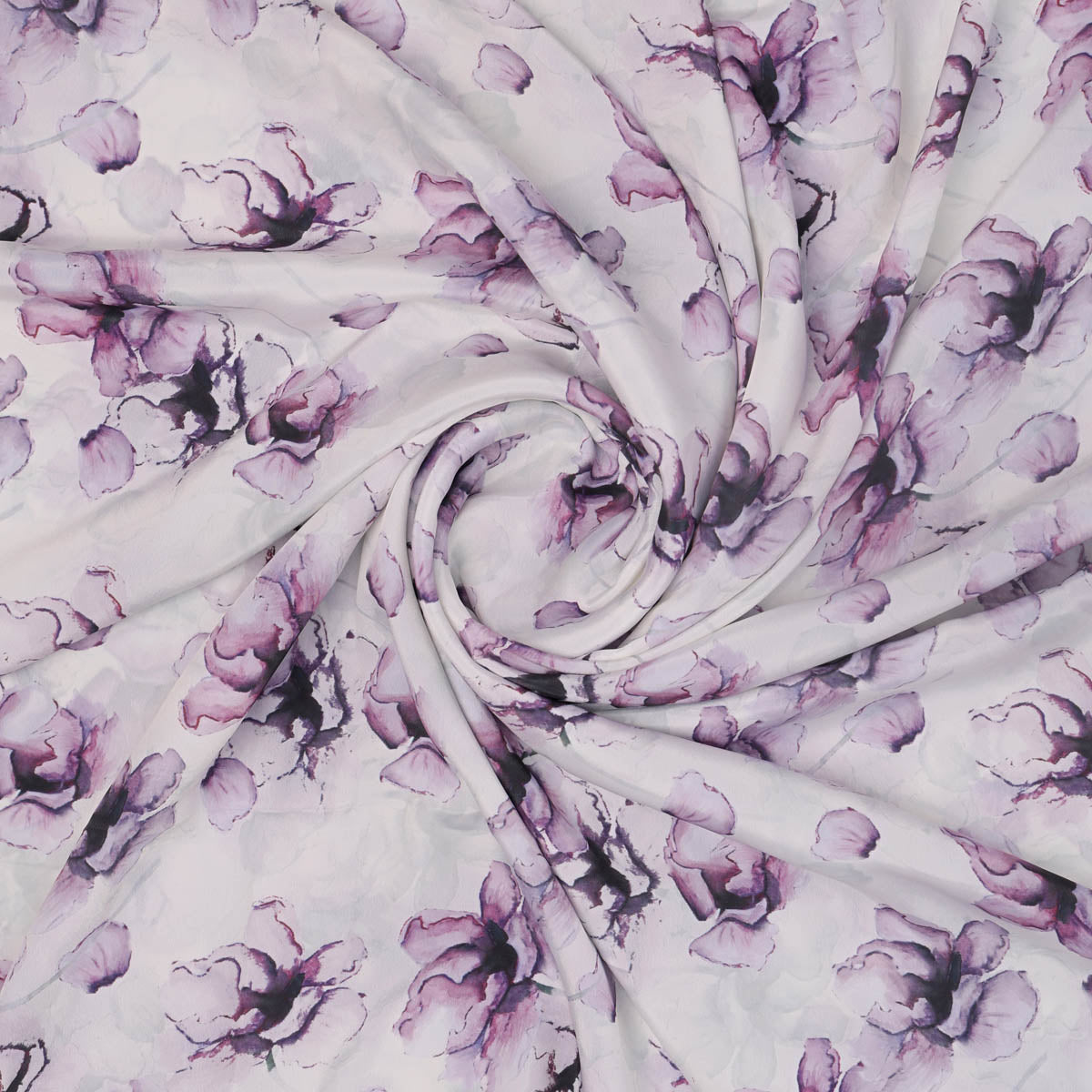 Purple Watercolor Floral French Crepe