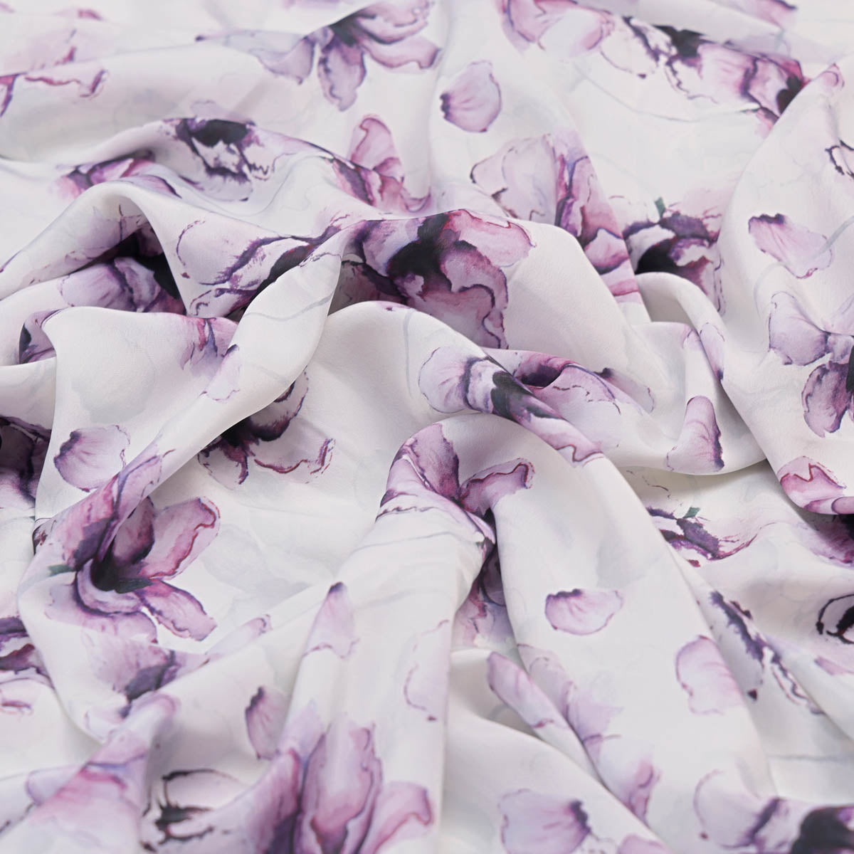 Purple Watercolor Floral French Crepe