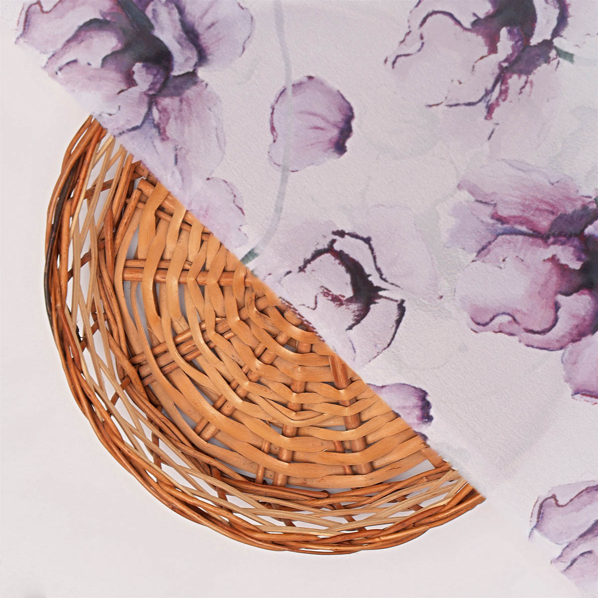 Purple Watercolor Floral French Crepe