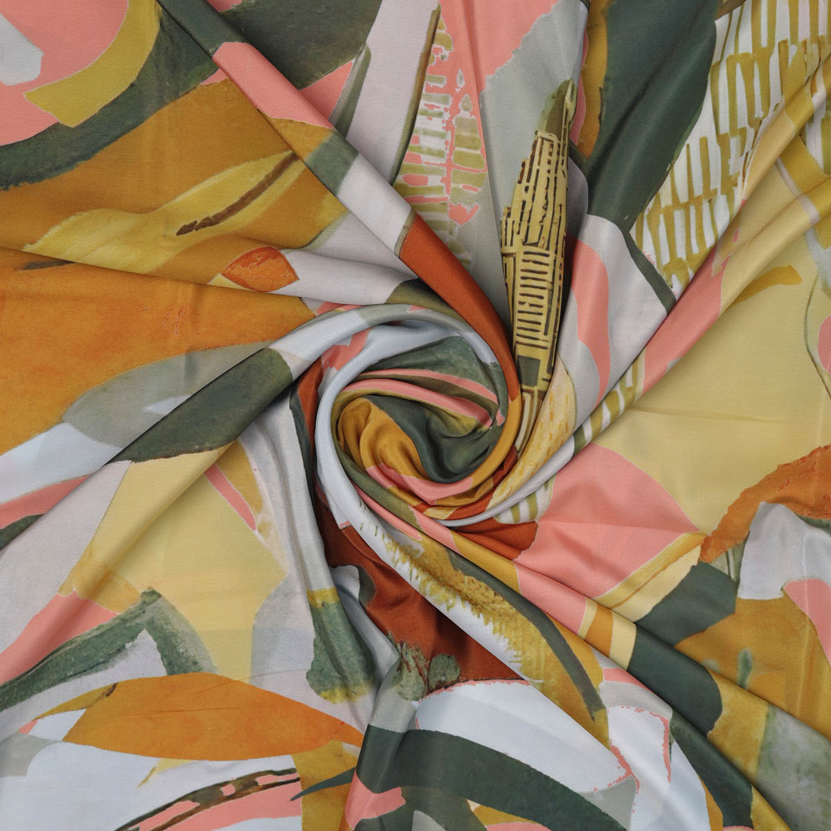 Abstract Printed French Crepe Fabric