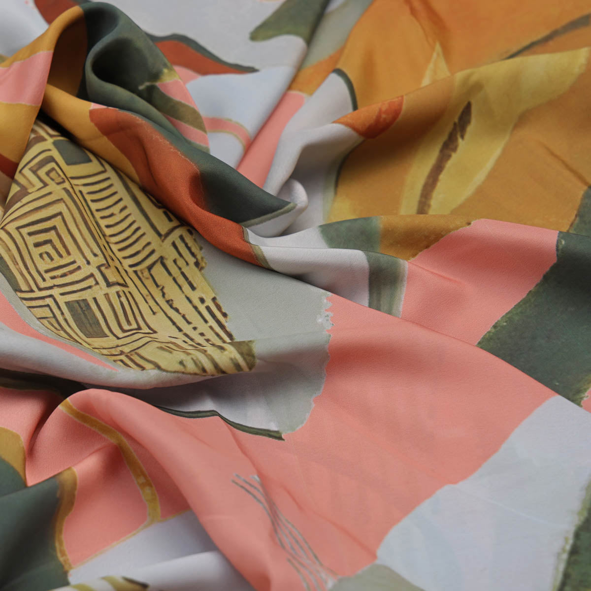 Abstract Printed French Crepe Fabric