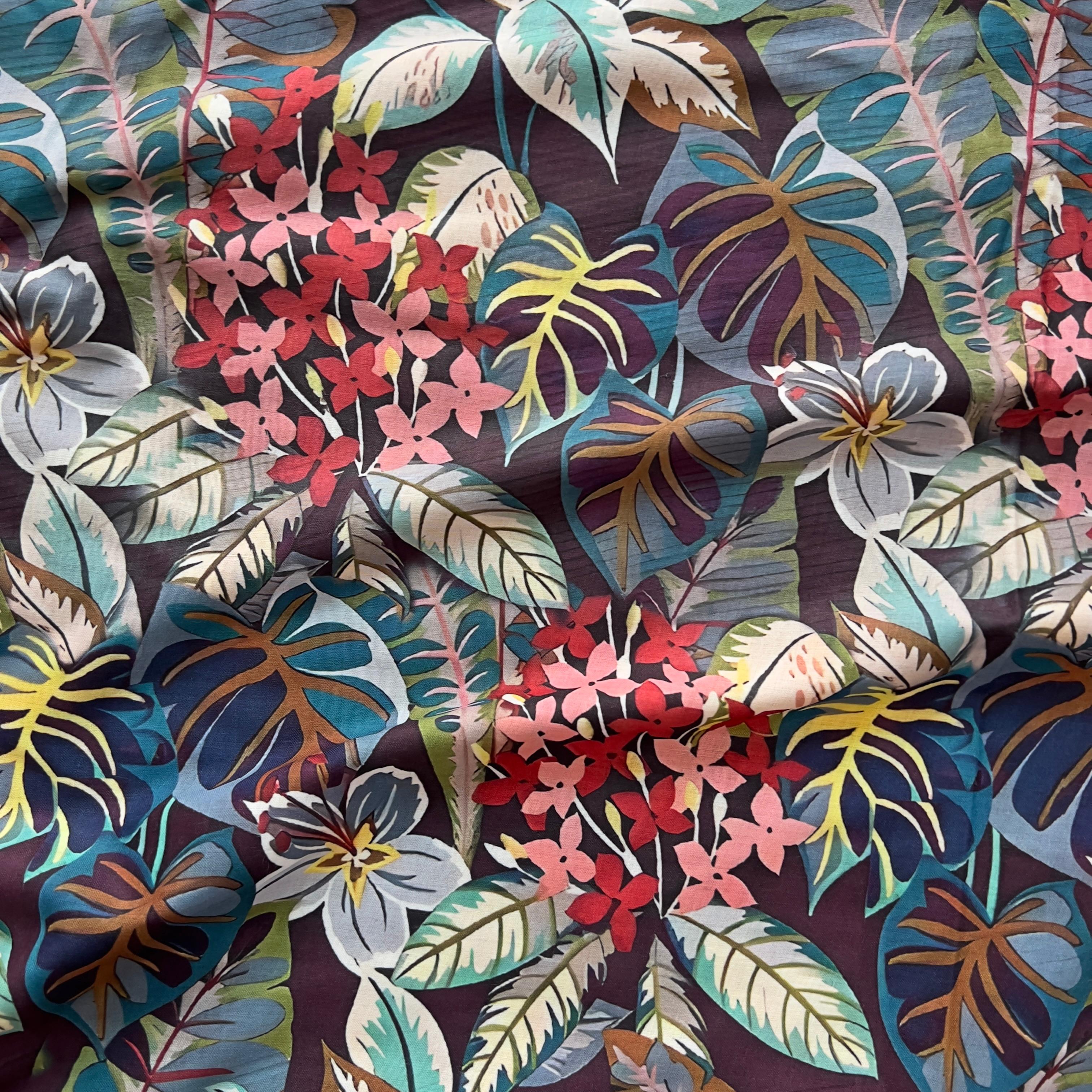 abstract flower print on cambric