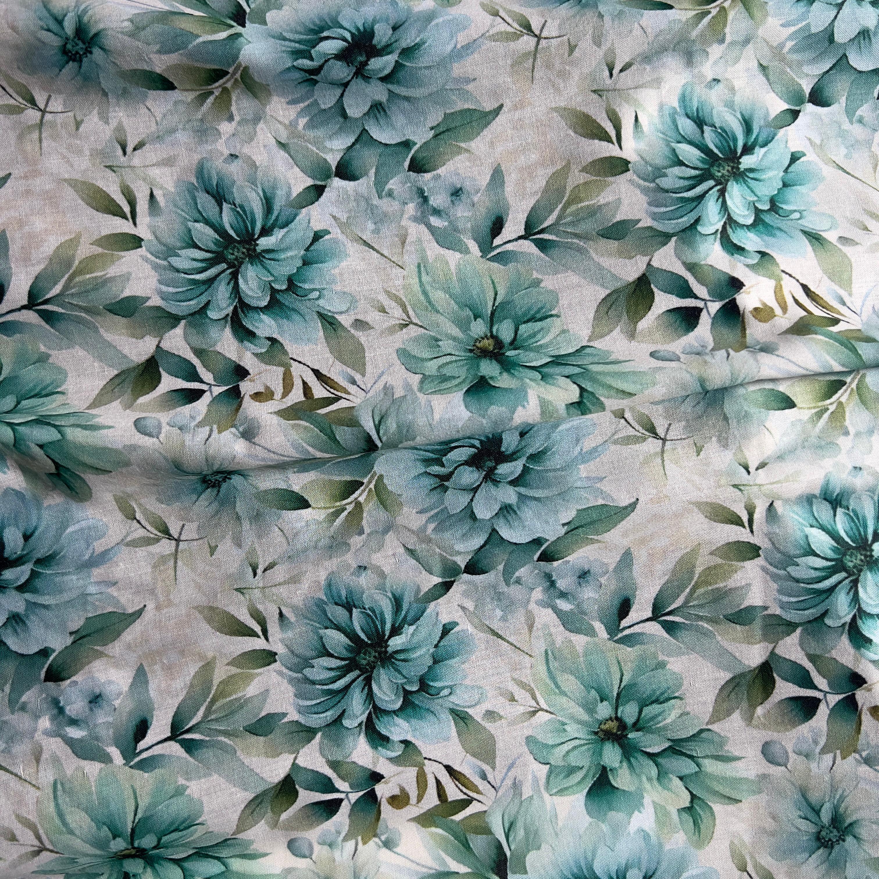 light ground 3D flower printed on cambric