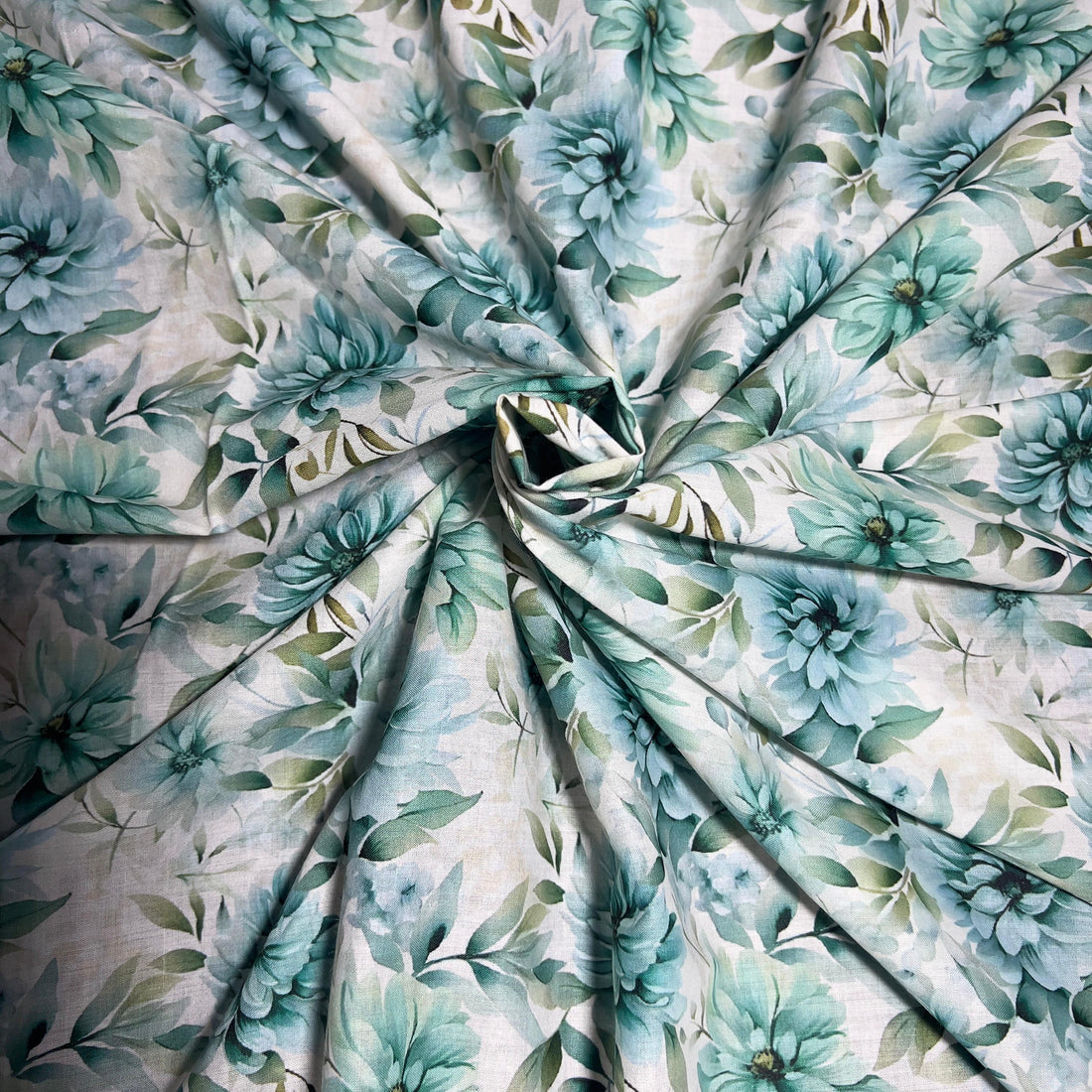 light ground 3D flower printed on cambric