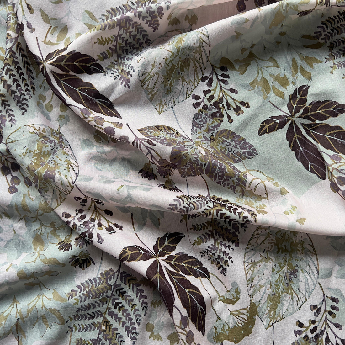 leaf print on muslin