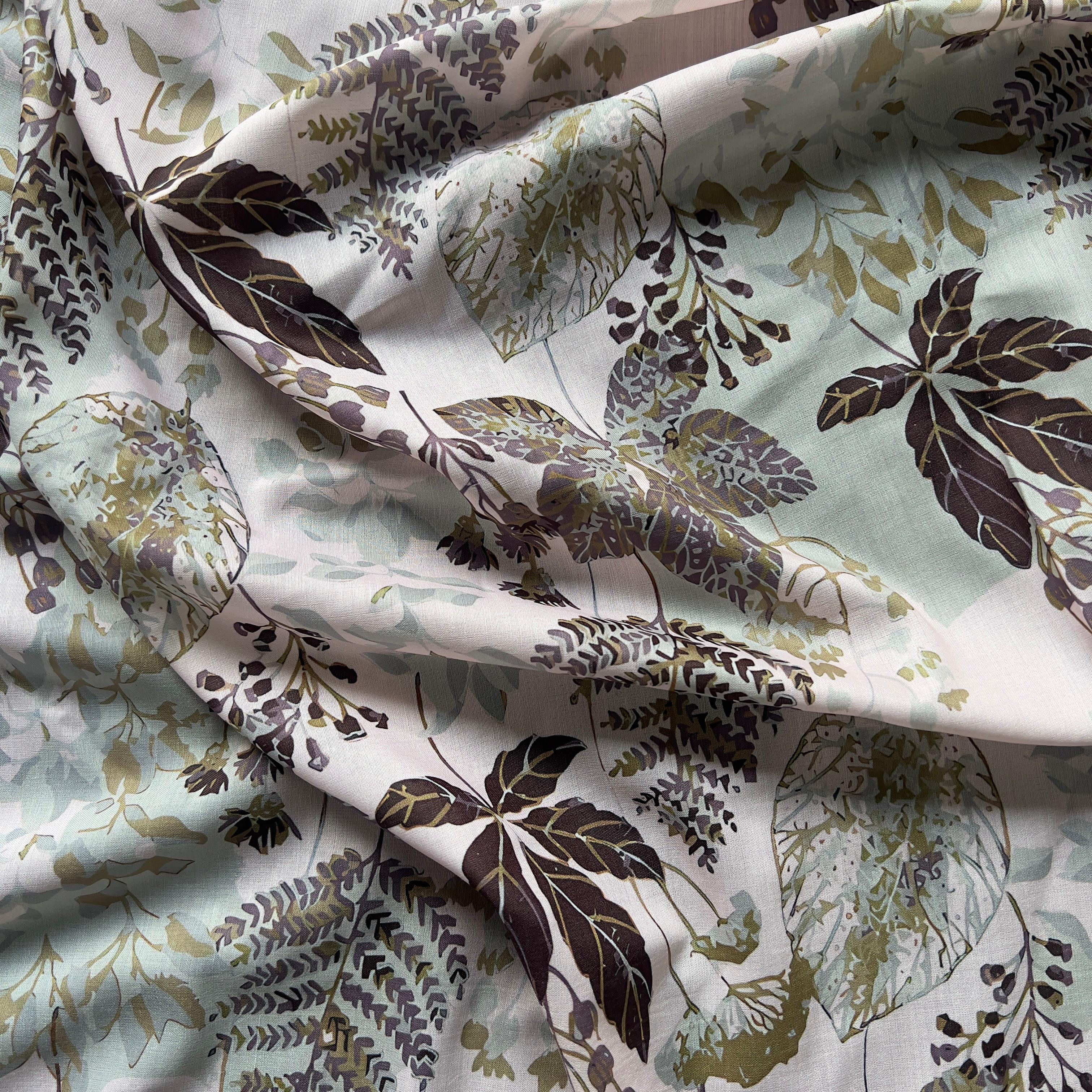 leaf print on muslin