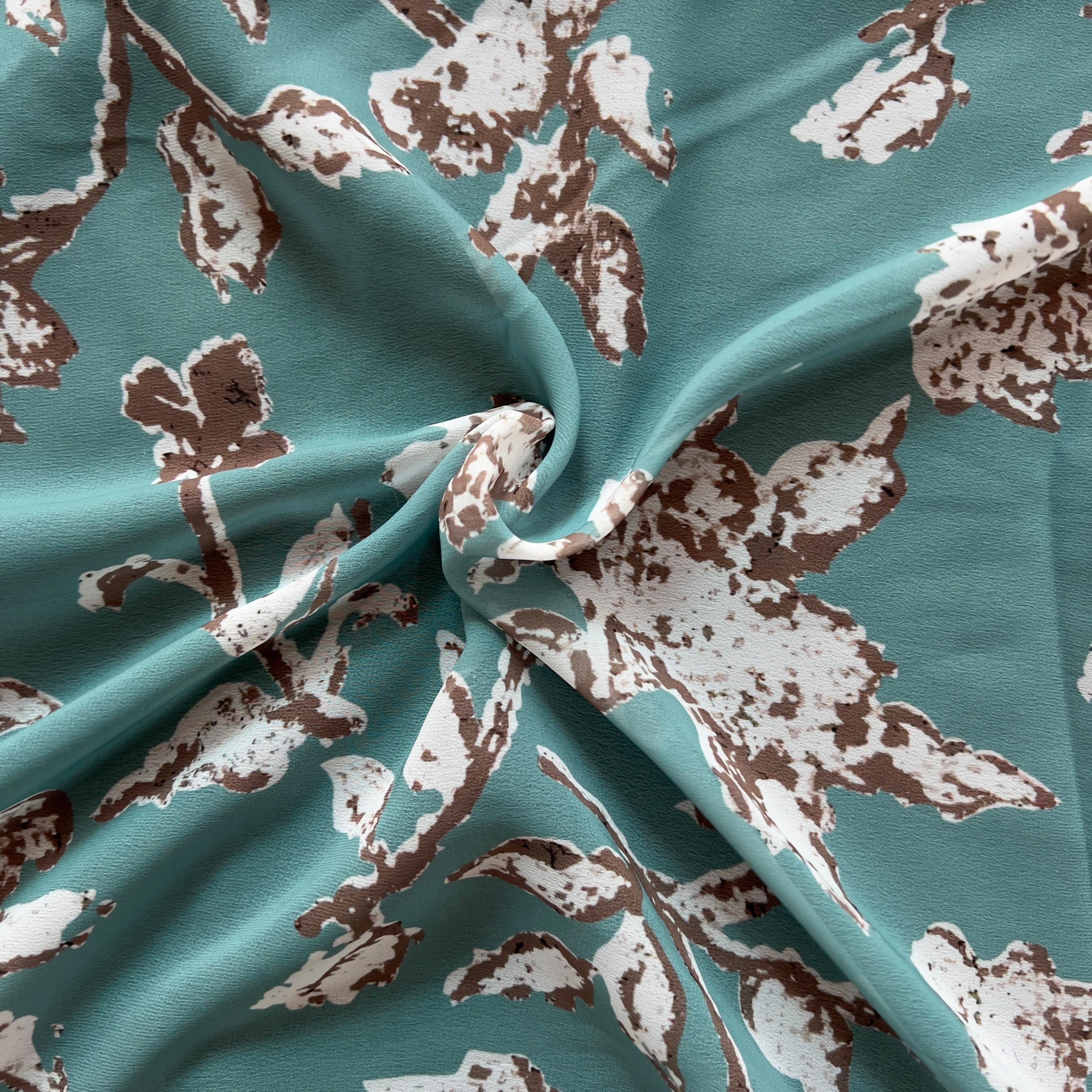 monochrome seamless floral pattern design on georgette