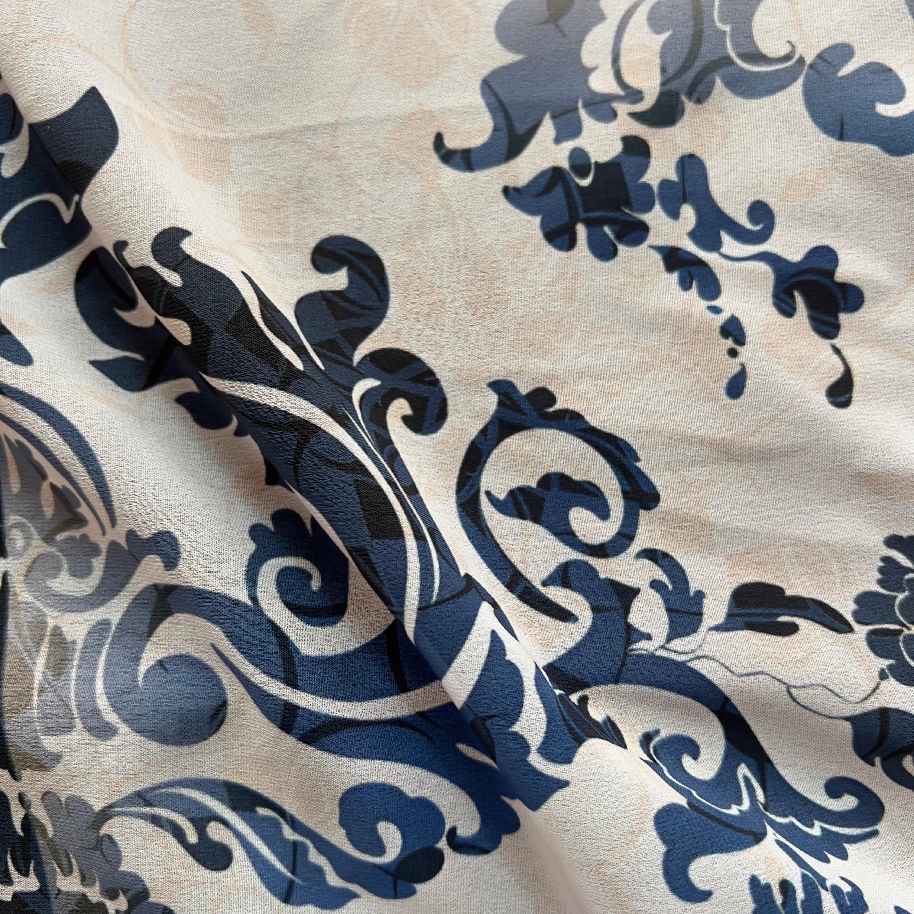 damask eamless pattern with classic stock on georgette