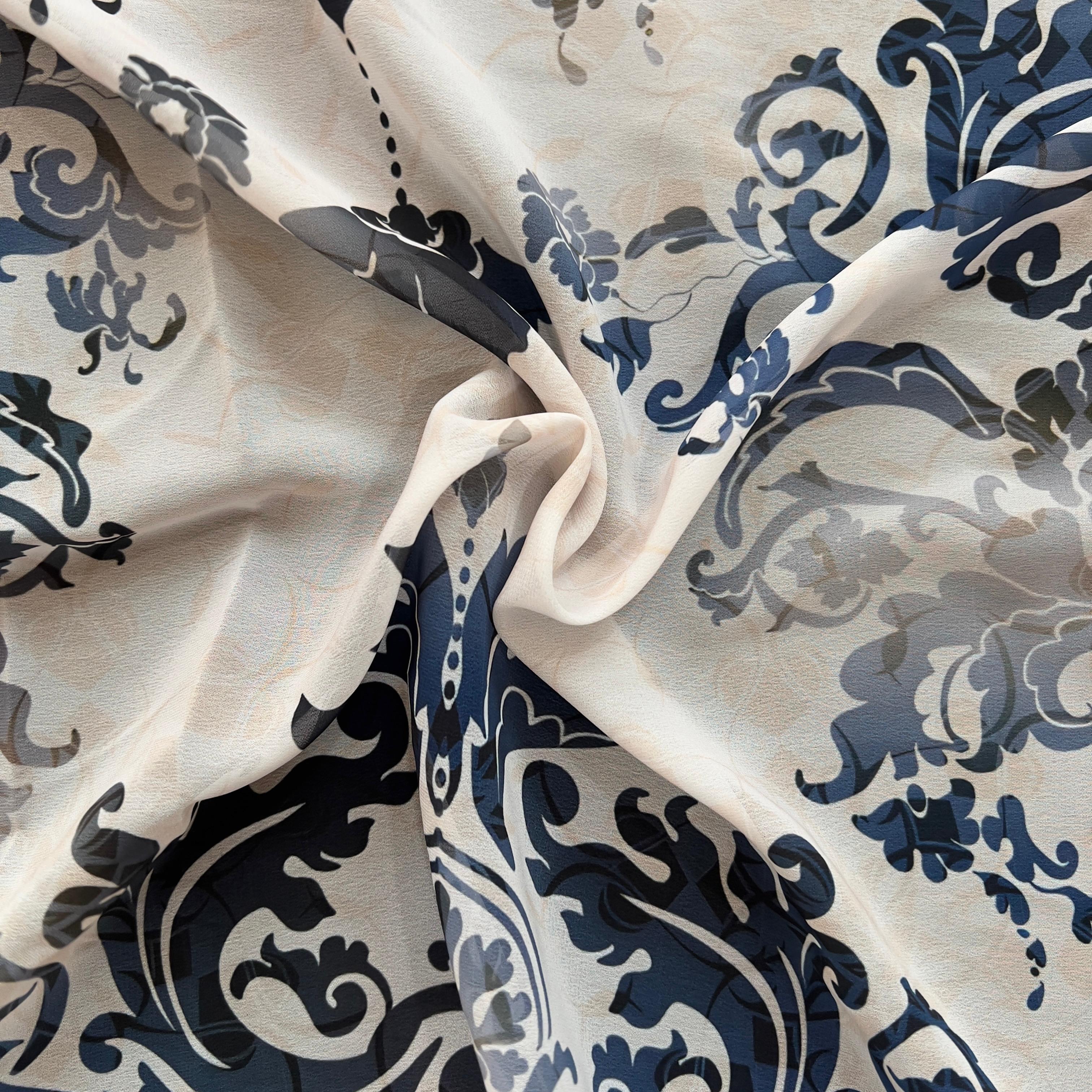 damask eamless pattern with classic stock on georgette