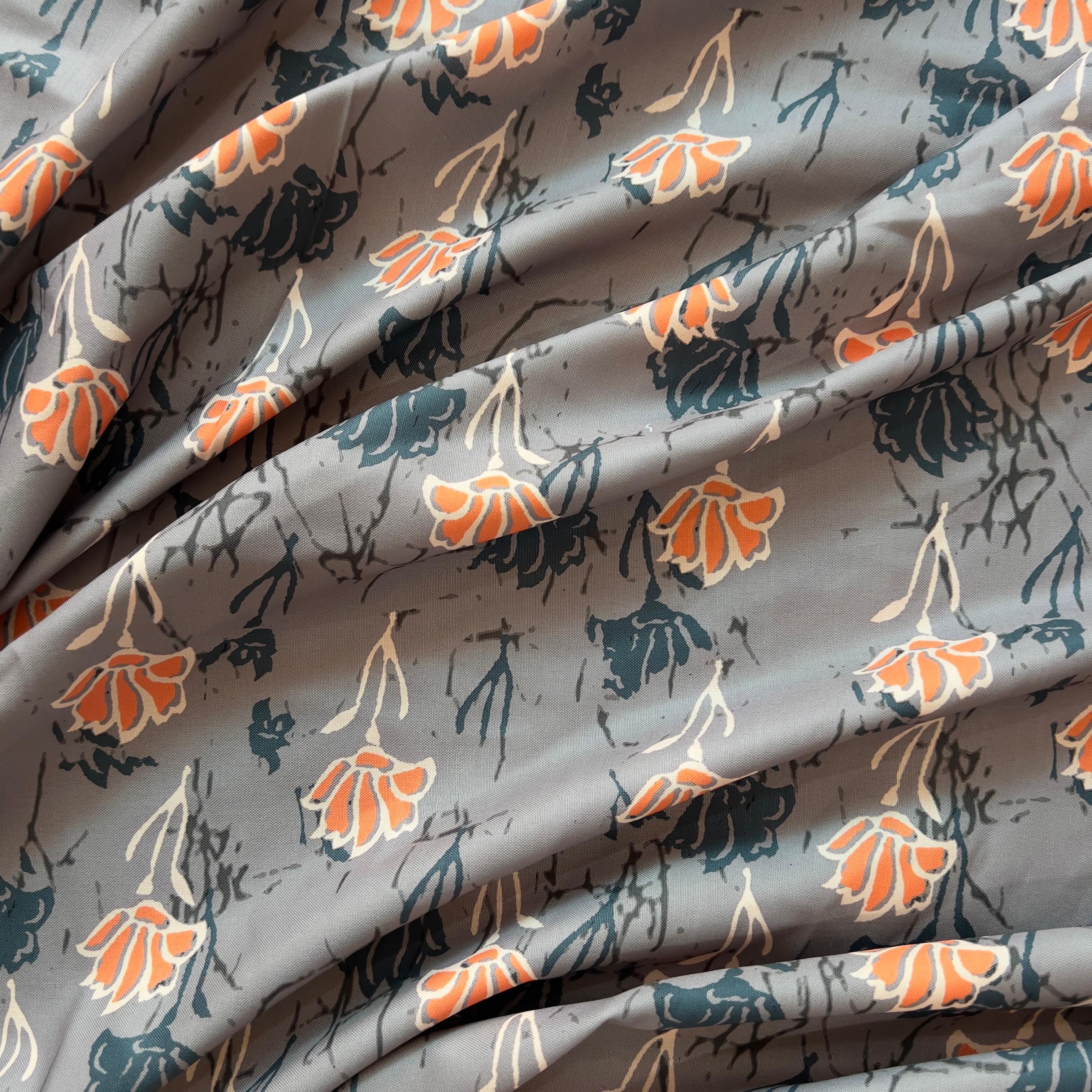 handblock style floral print on  rayon