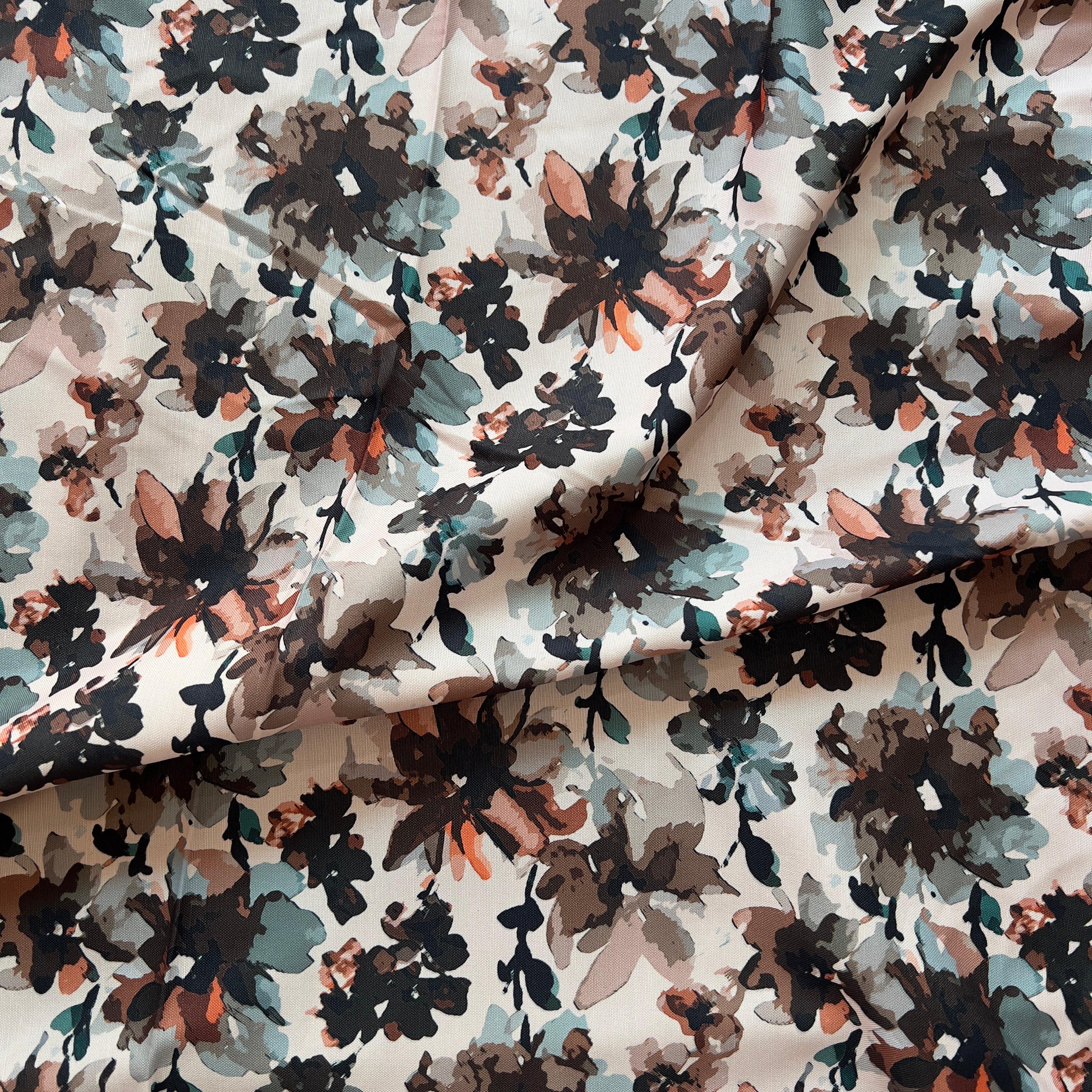 watercolor abstract floral print on rayon