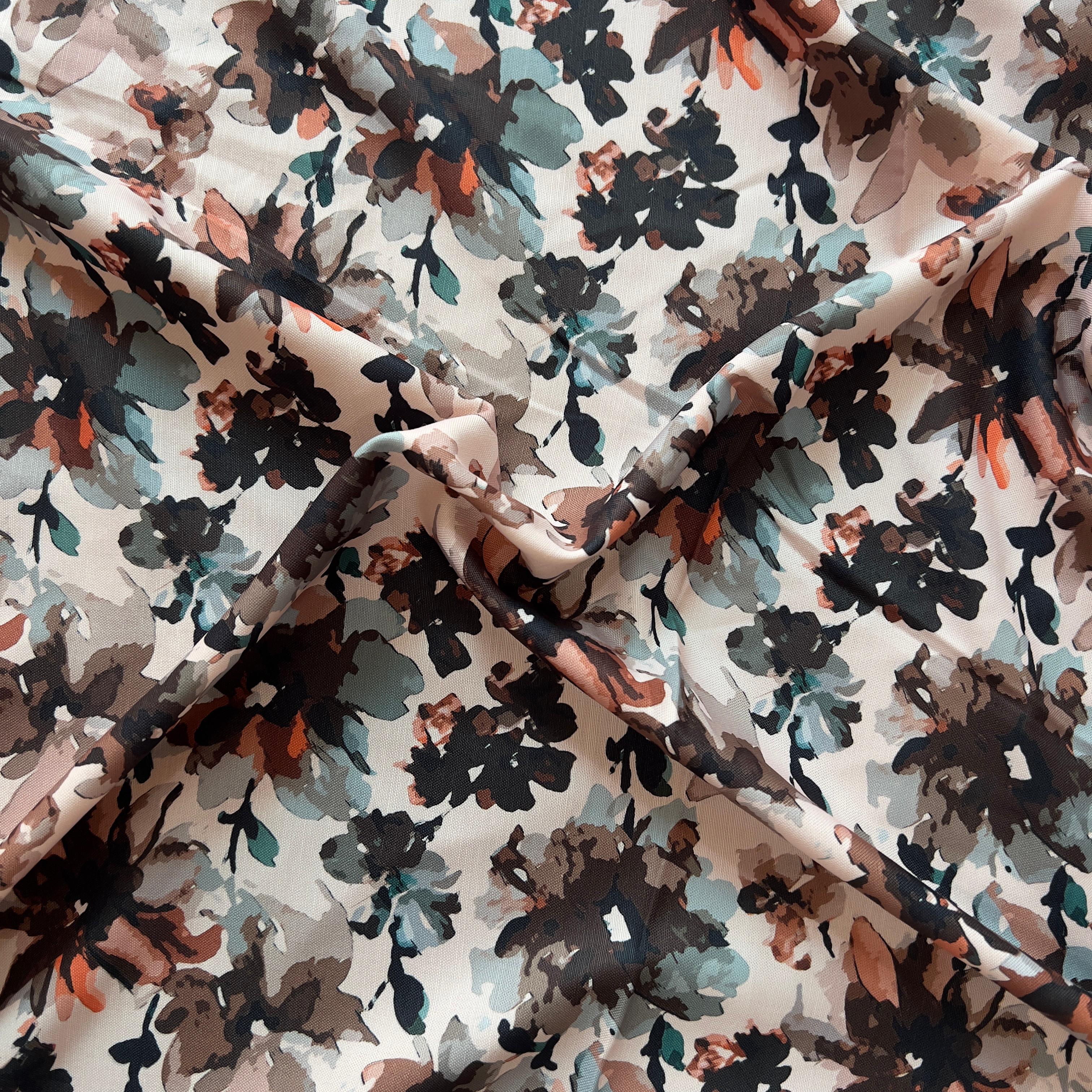 watercolor abstract floral print on rayon