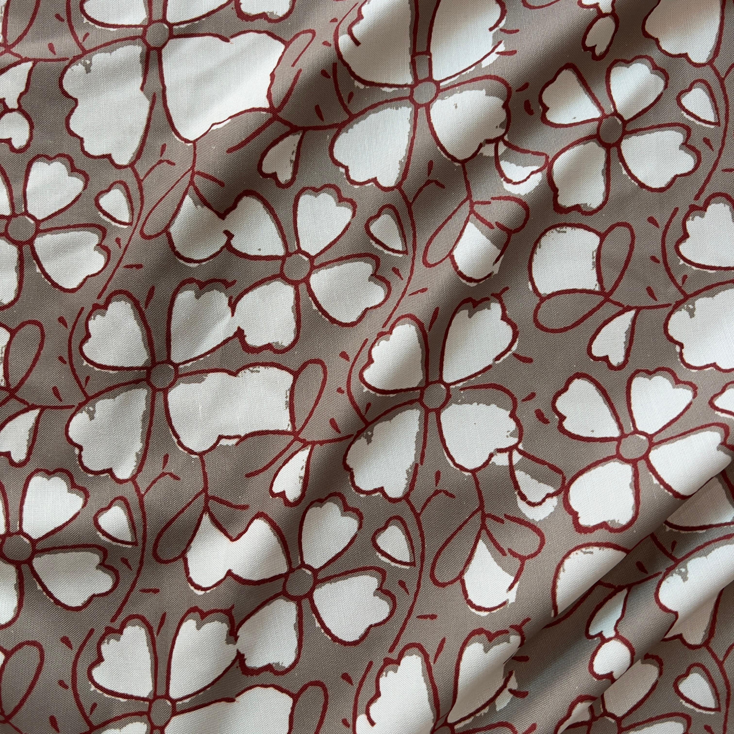floral hand block pattern on rayon