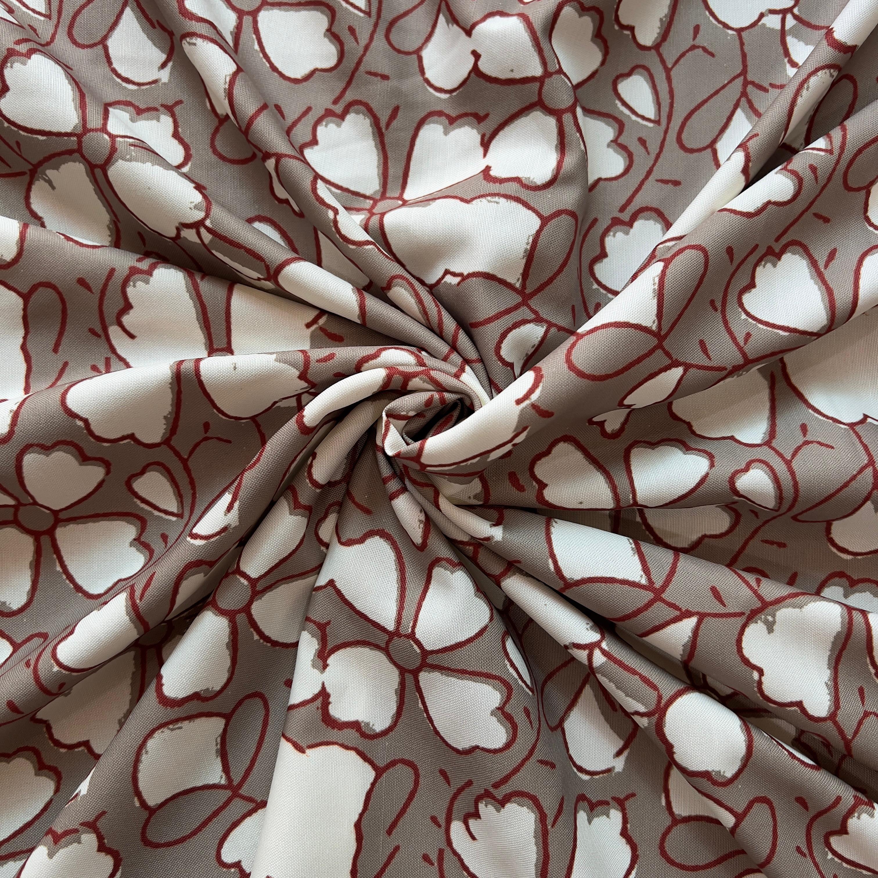 floral hand block pattern on rayon