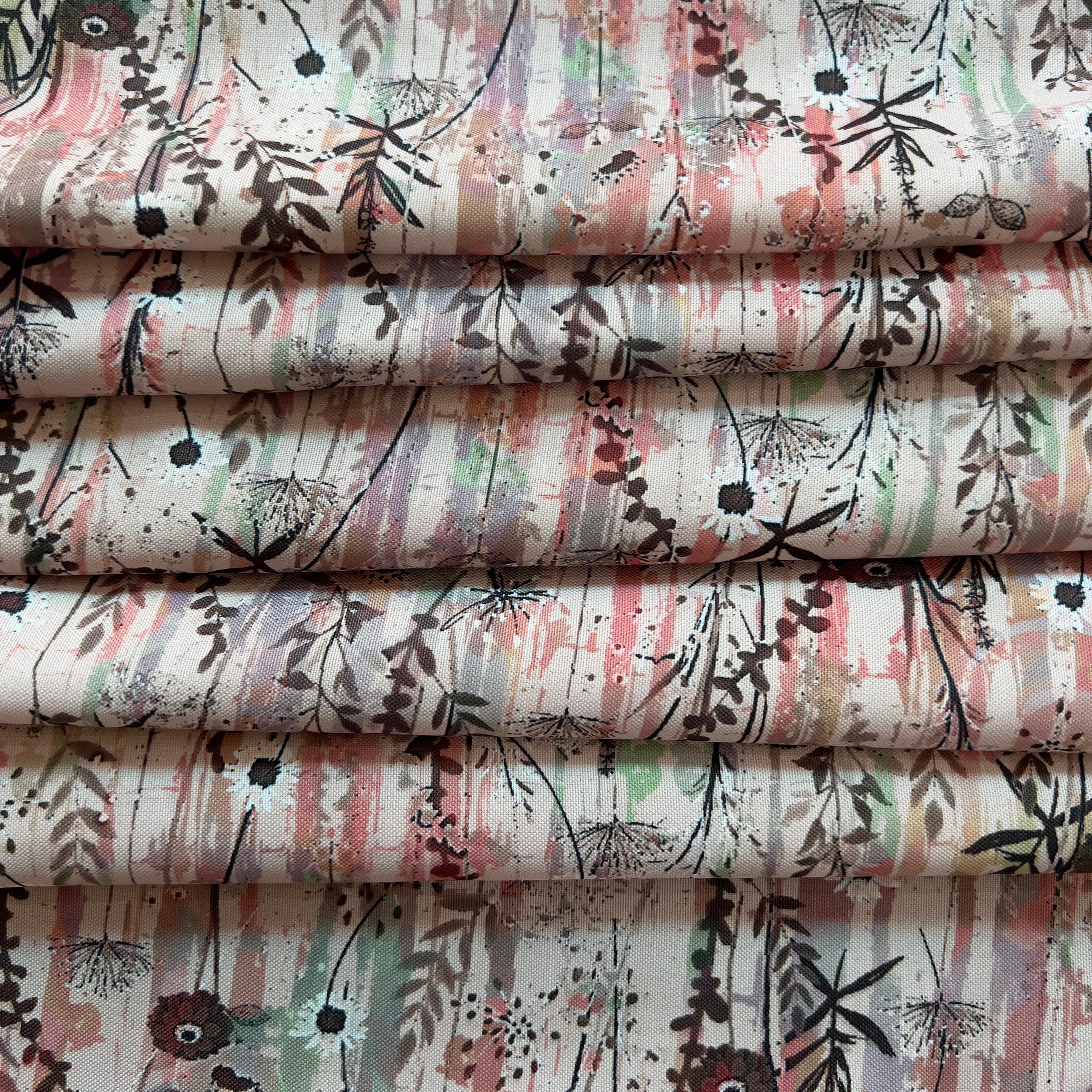 blooming meadow flowers floral hand drawn style on rayon