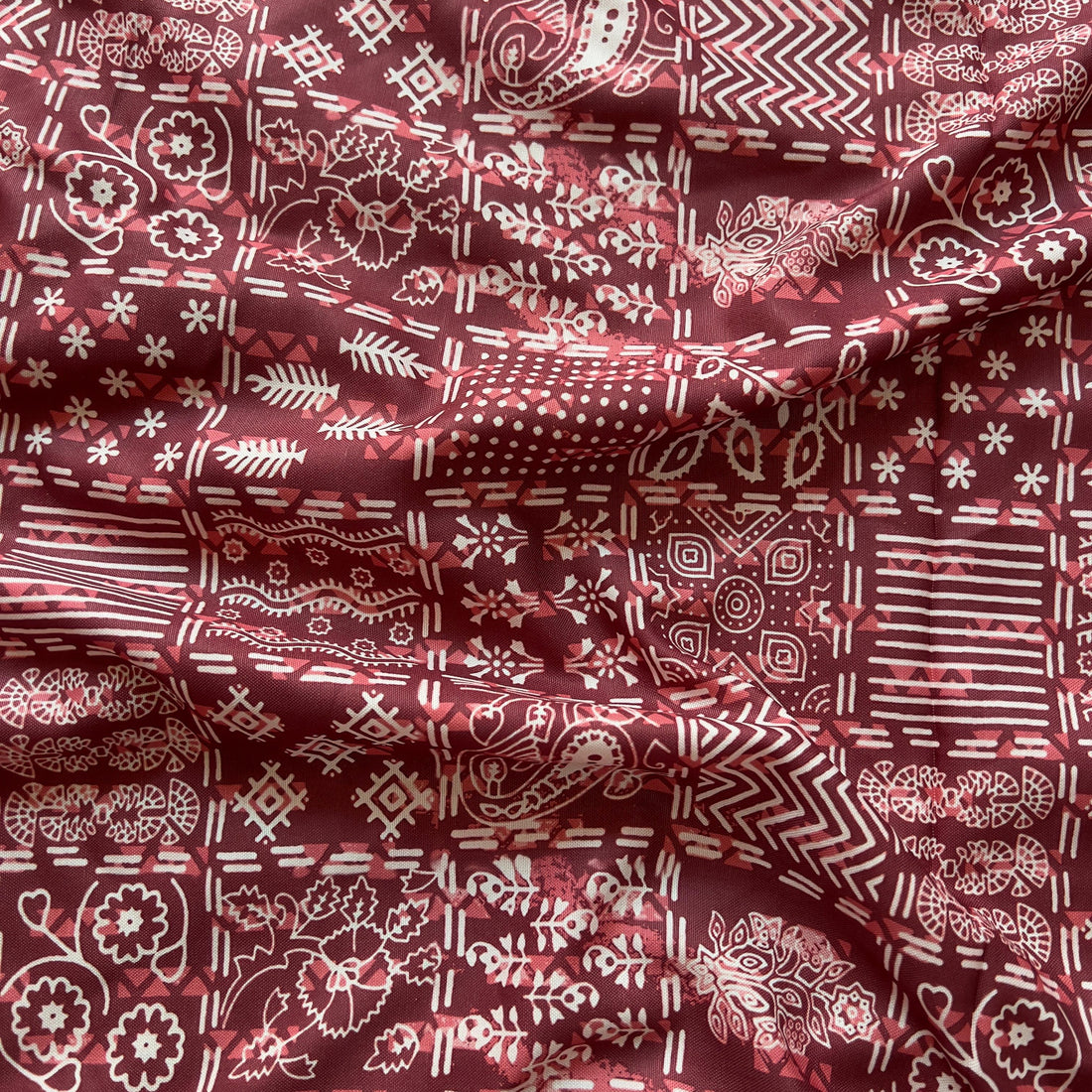 mix of ajrakh pattern with block print pattern style on rayon
