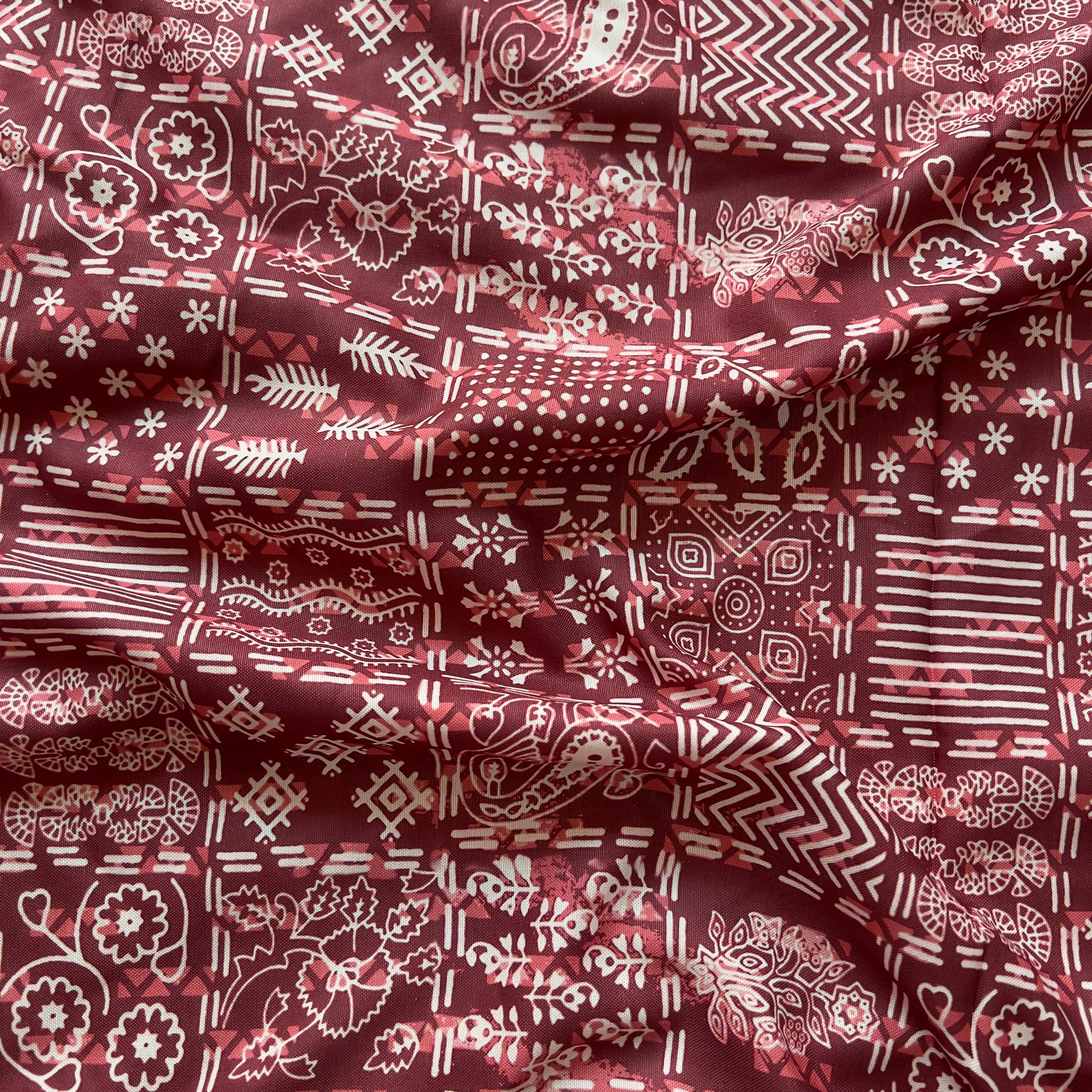 mix of ajrakh pattern with block print pattern style on rayon