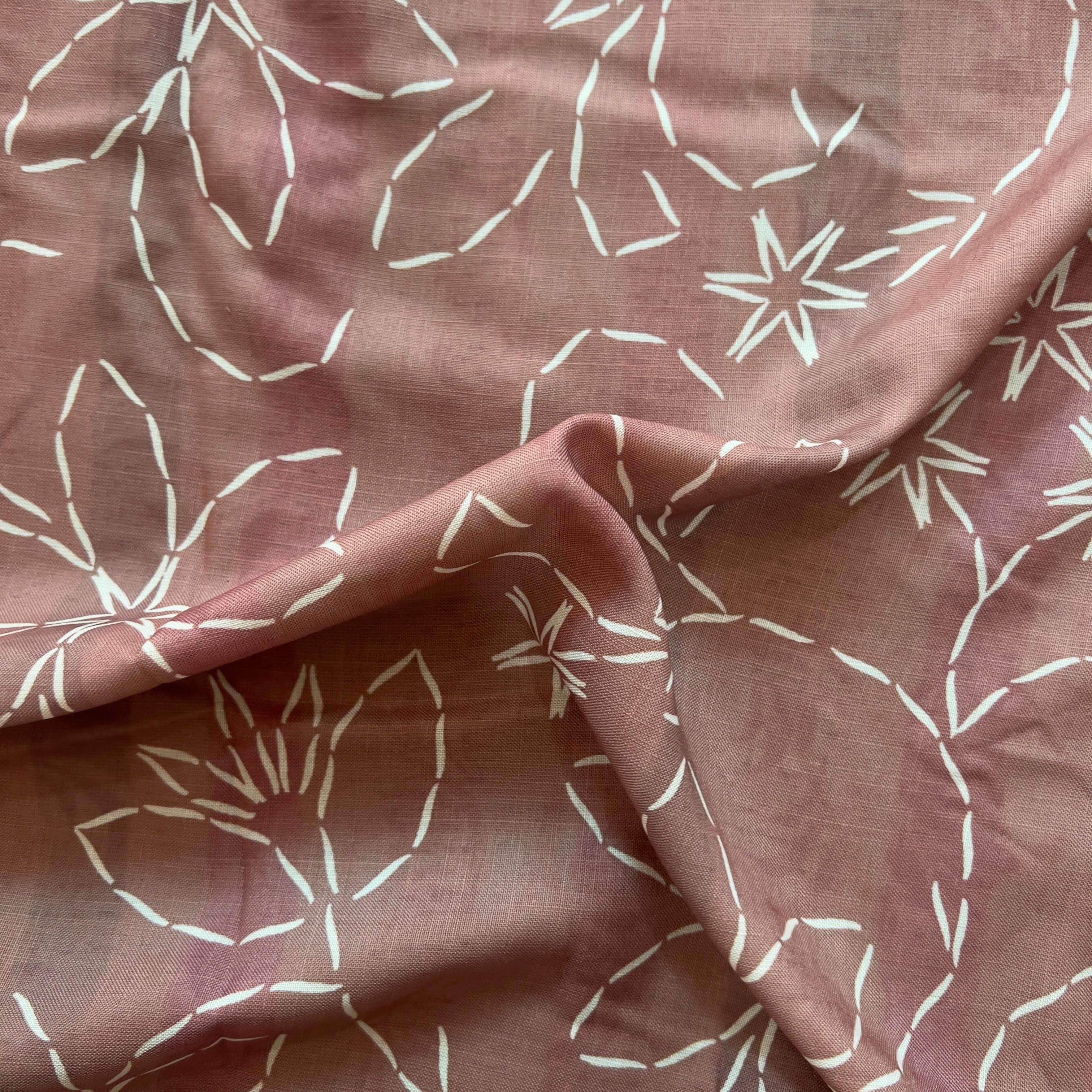 embroidered style digital print on linen