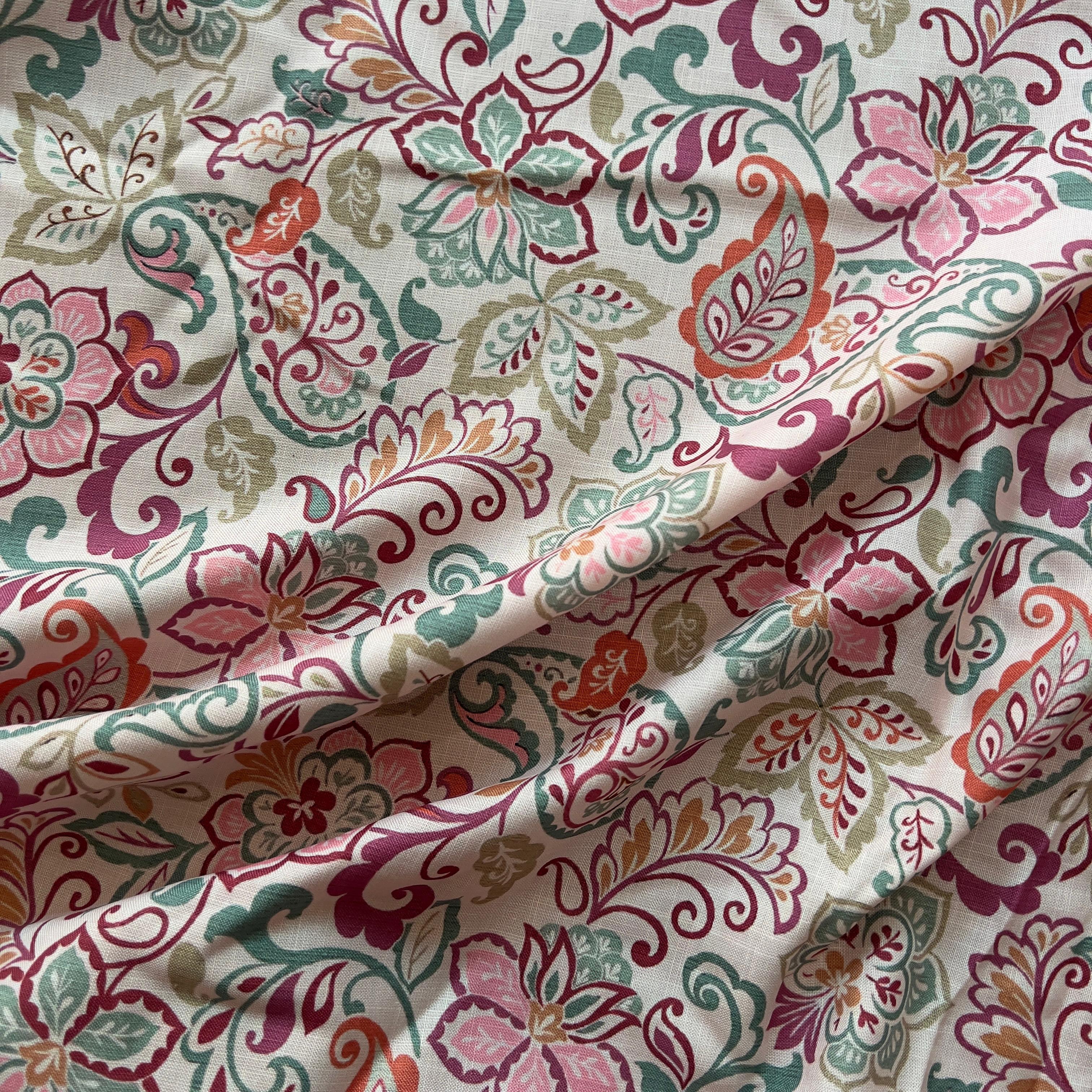 geometrical paisley pattern on linen