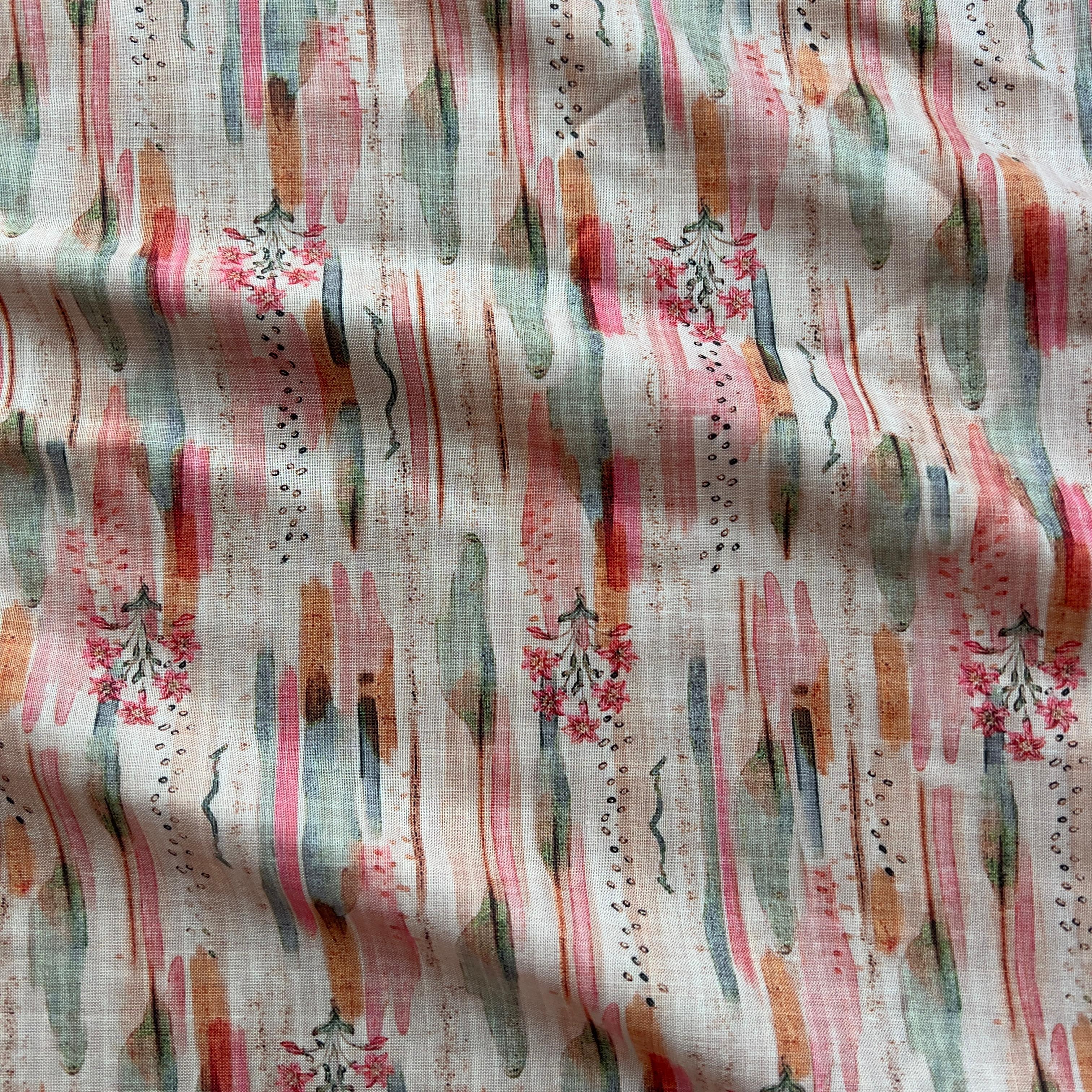 abstract floral pattern on linen