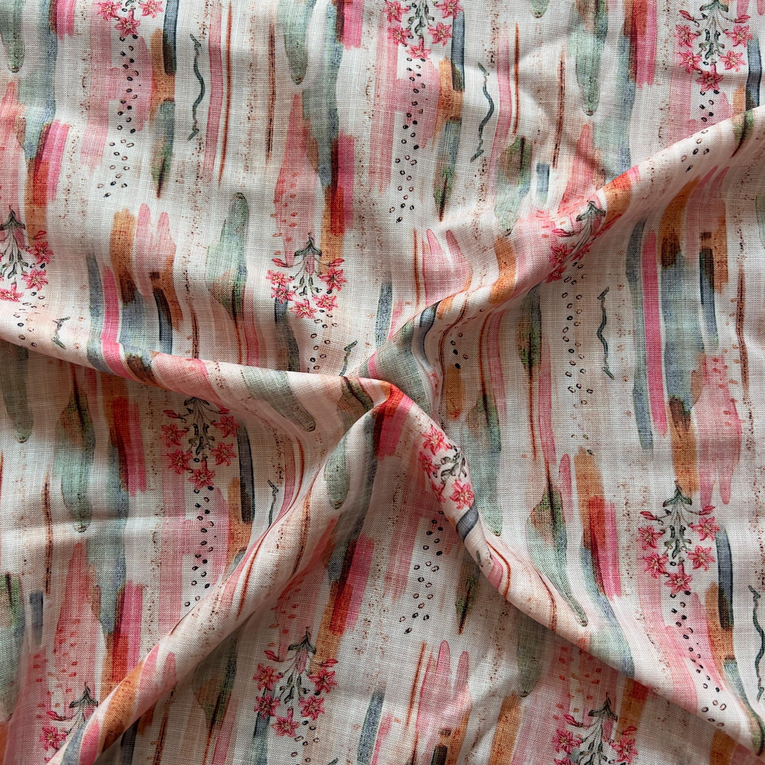 abstract floral pattern on linen