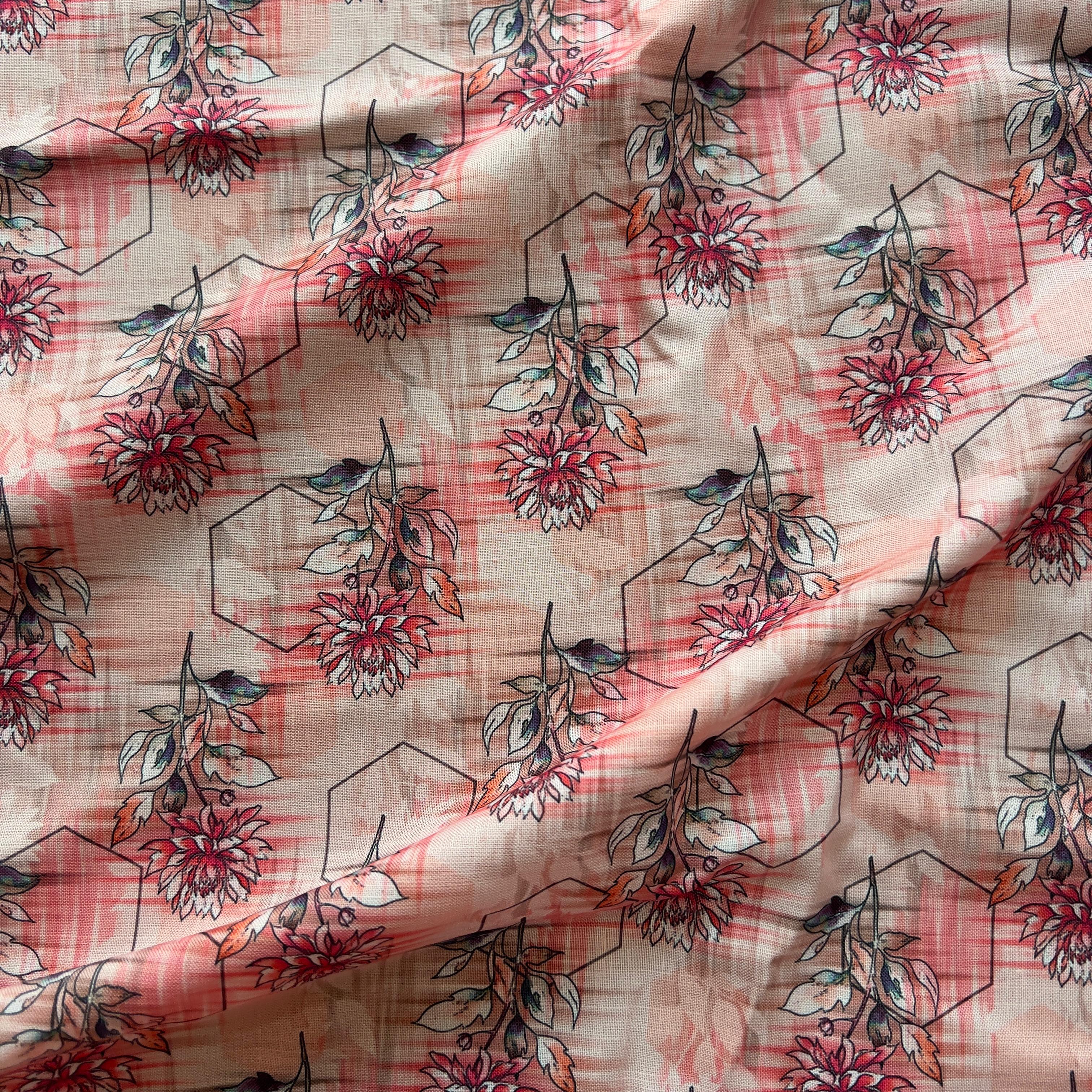 floral geometrical design on linen