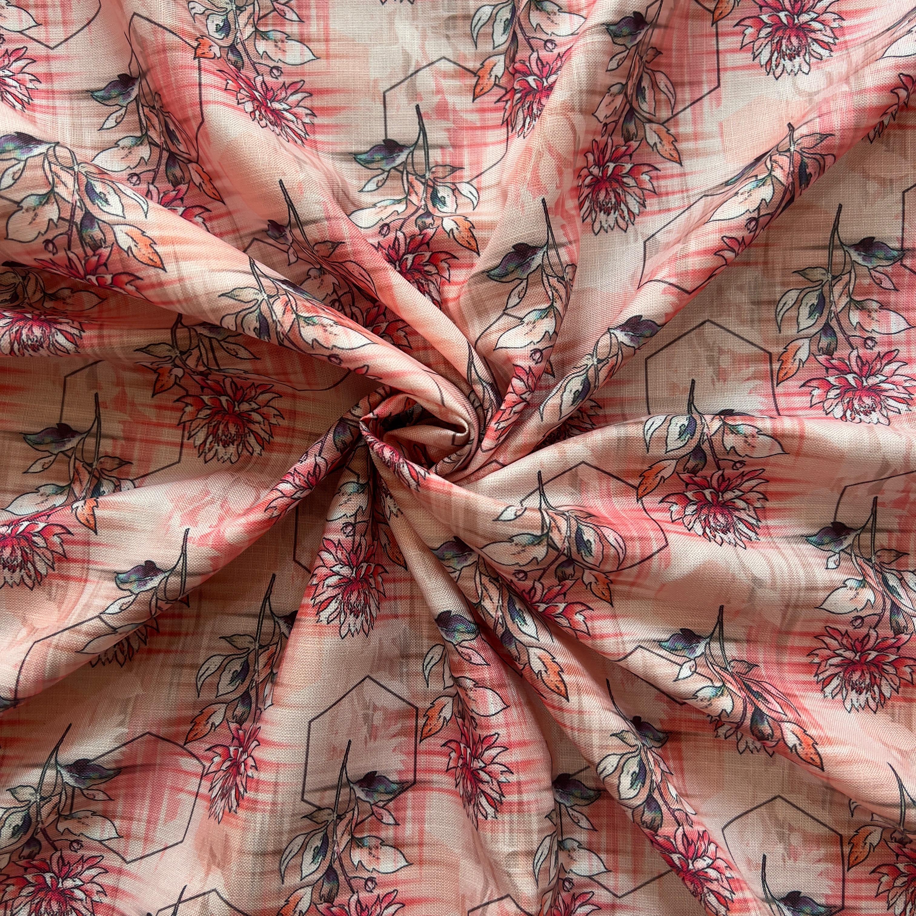 floral geometrical design on linen