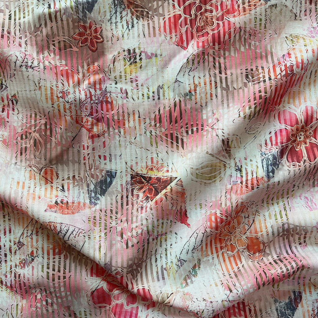 multicolor abstract negative digital print on linen