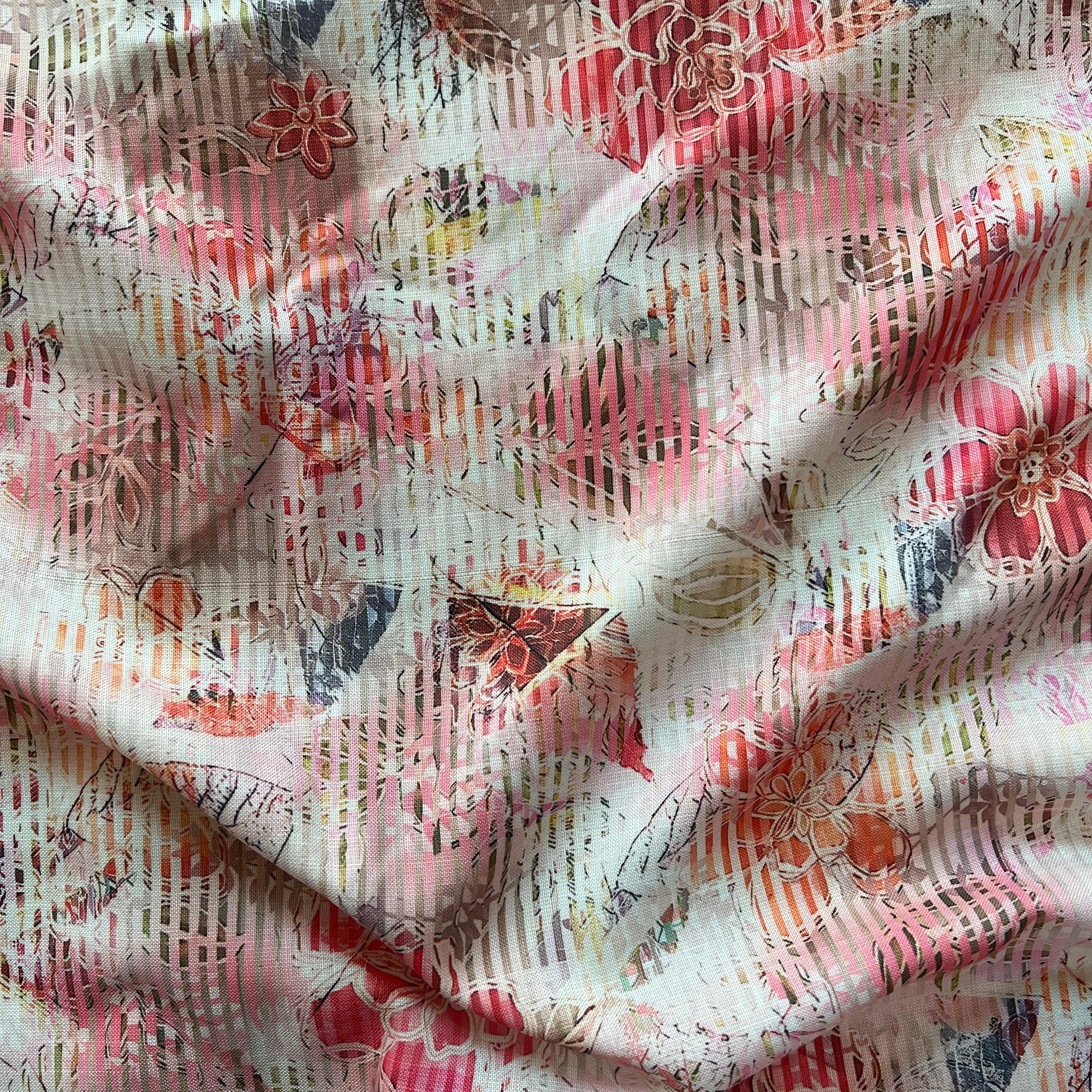 multicolor abstract negative digital print on linen