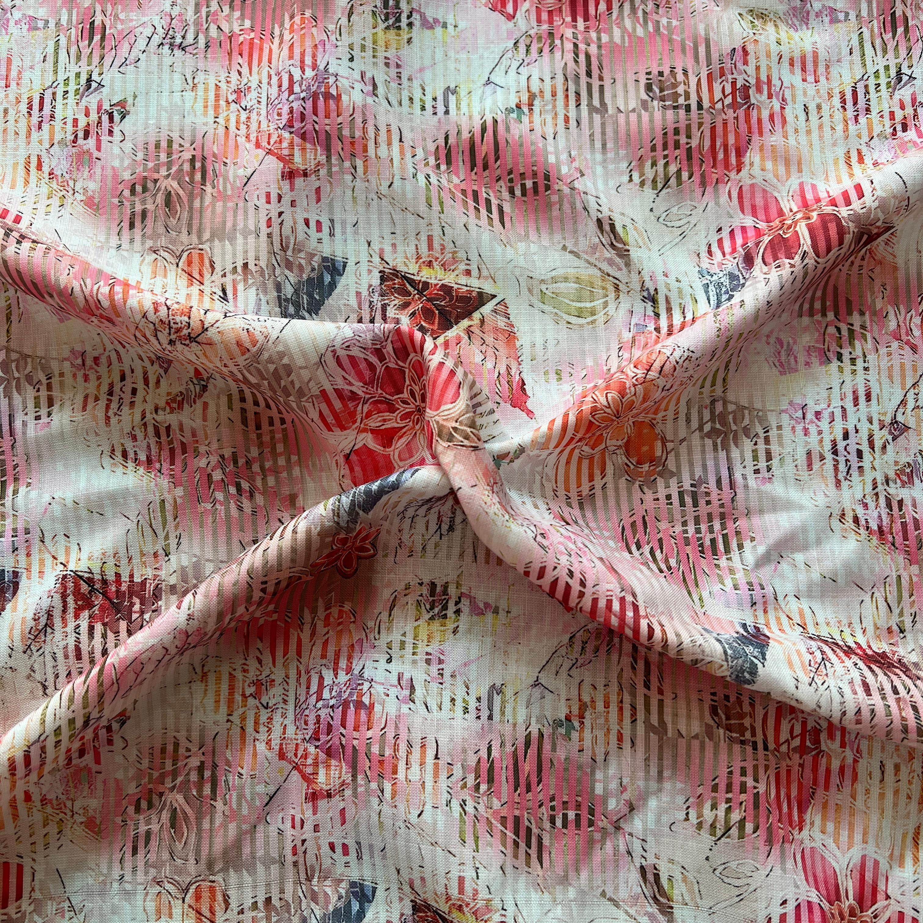 multicolor abstract negative digital print on linen