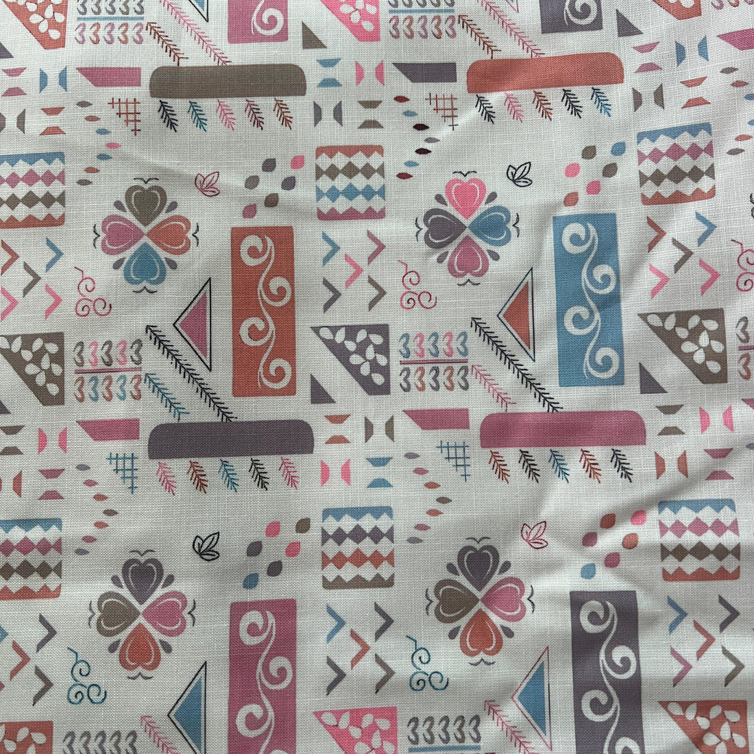 multicolor geometric digital print on linen