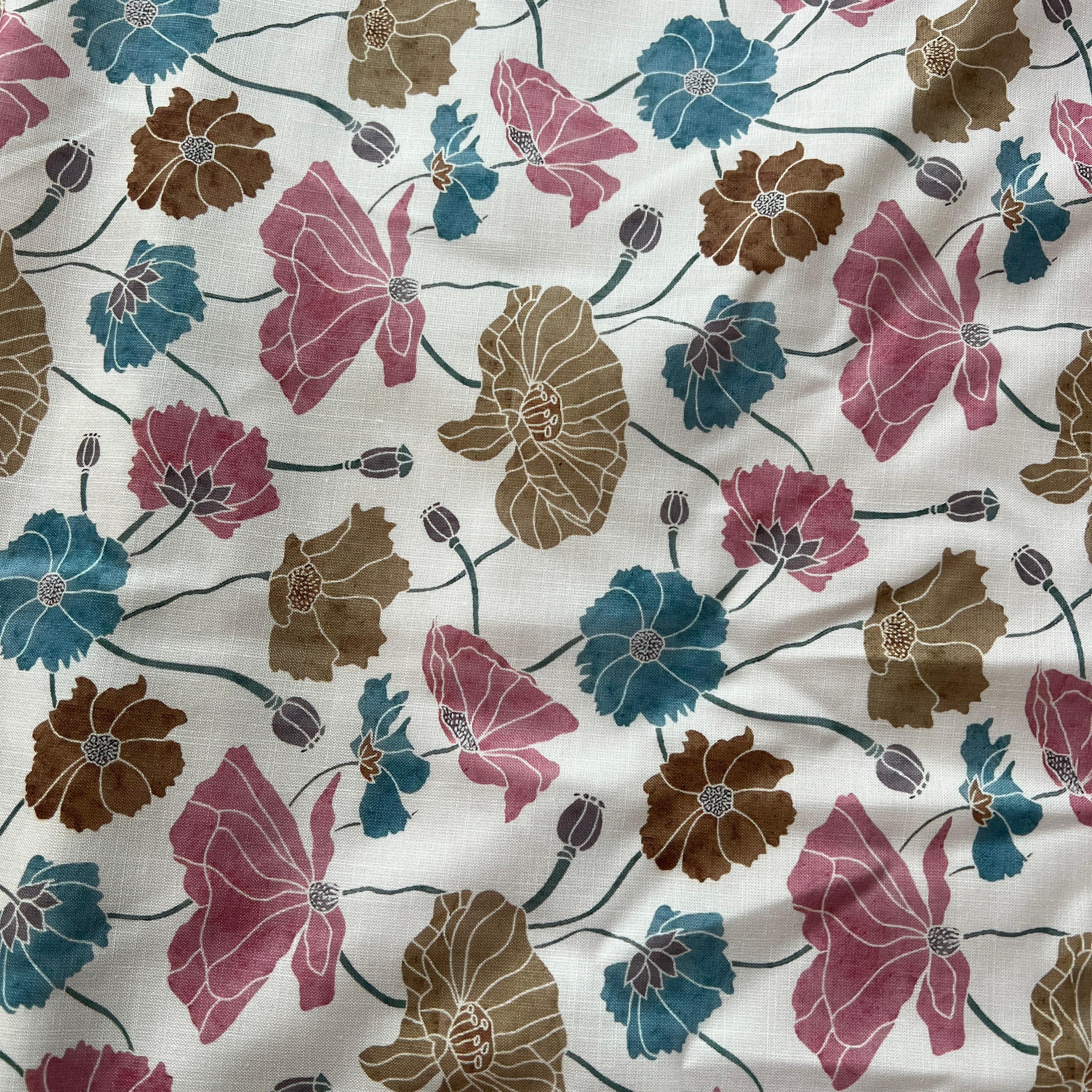 geometrical flower digital print on linen