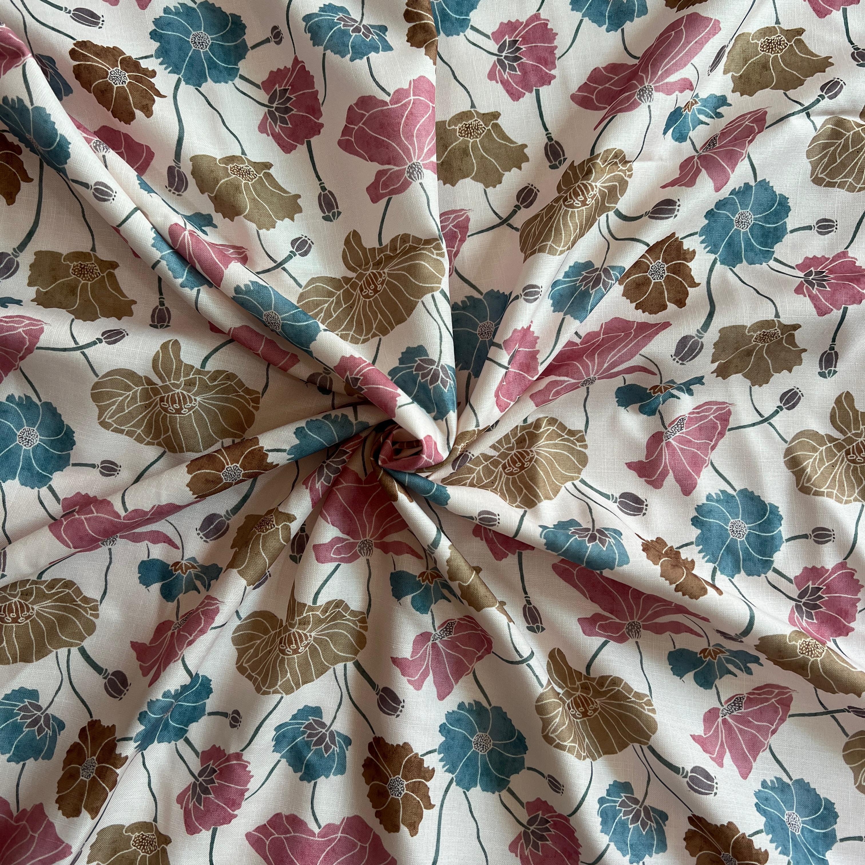 geometrical flower digital print on linen